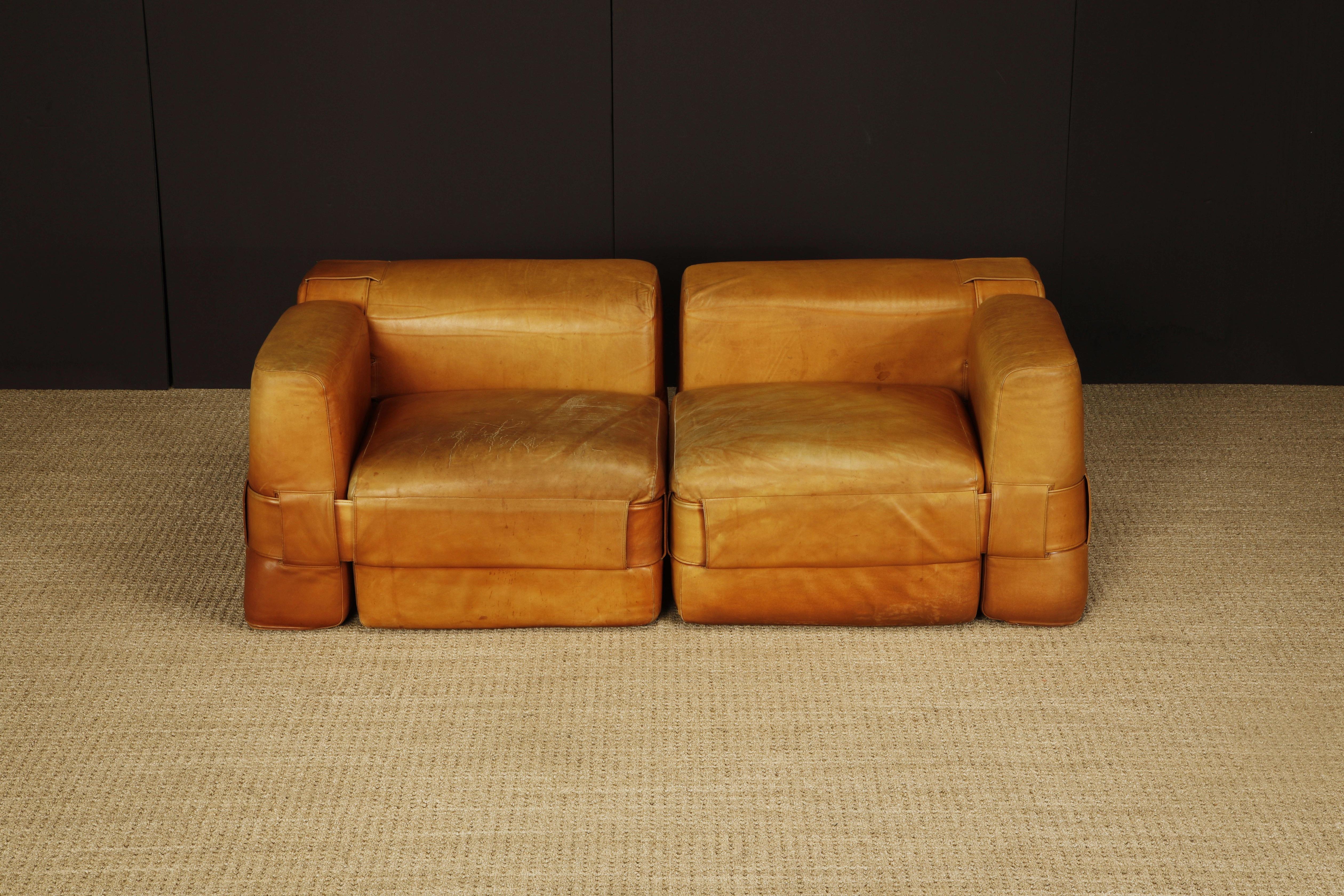 Modern Original 932-Quartet Leather Sectional Sofa by Mario Bellini for Cassina, 1964 For Sale