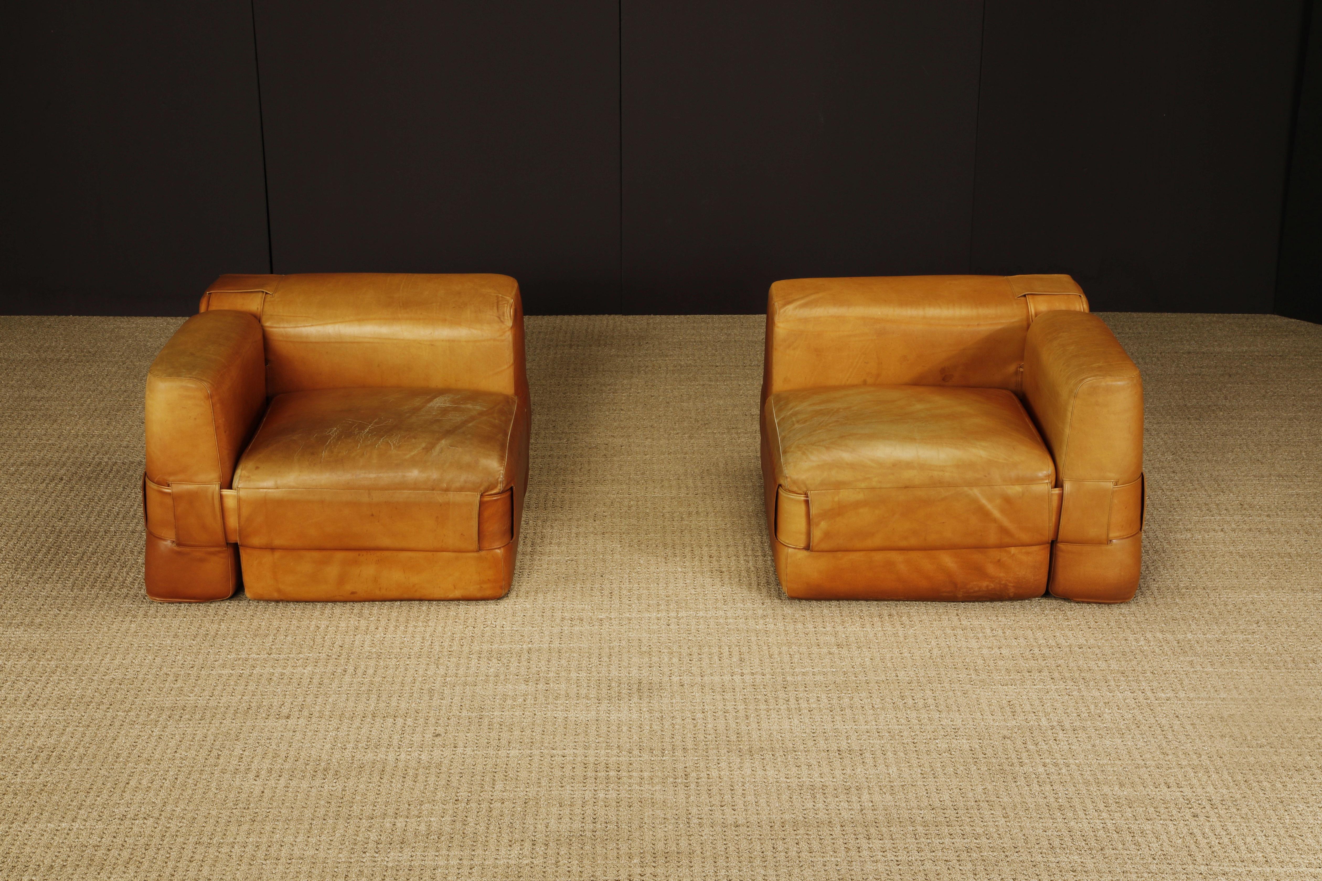 Italian Original 932-Quartet Leather Sectional Sofa by Mario Bellini for Cassina, 1964 For Sale