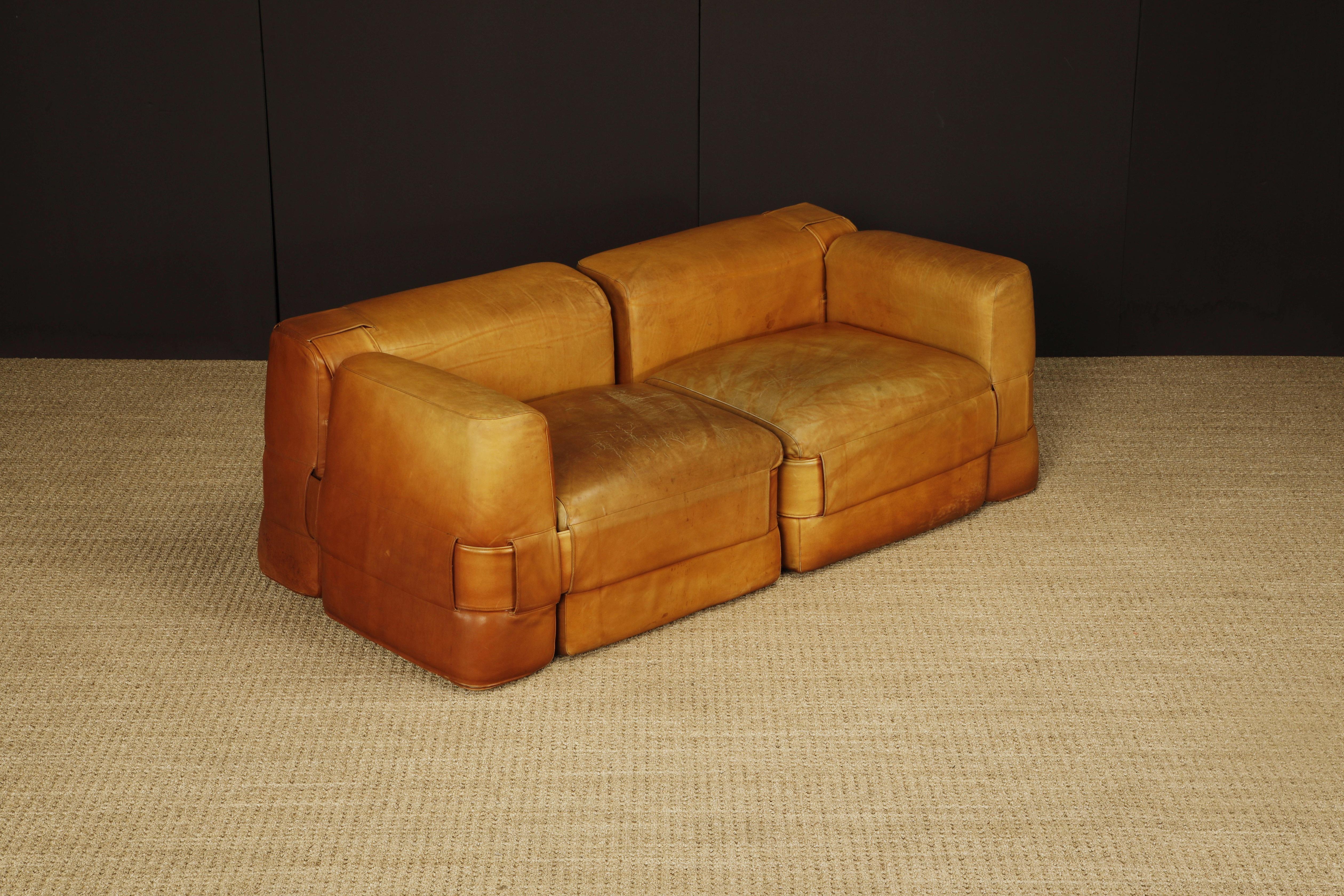 Original 932-Quartet Leather Sectional Sofa by Mario Bellini for Cassina, 1964 For Sale 1