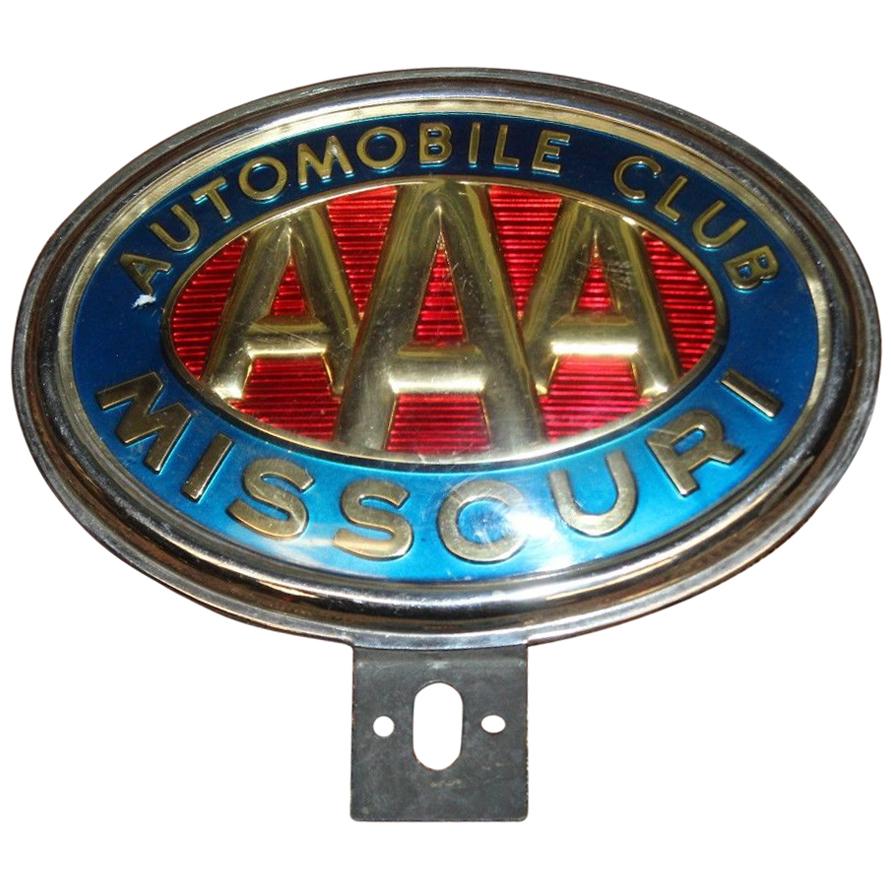 Original AAA Automobile Club Missouri Vintage License Plate Topper For Sale