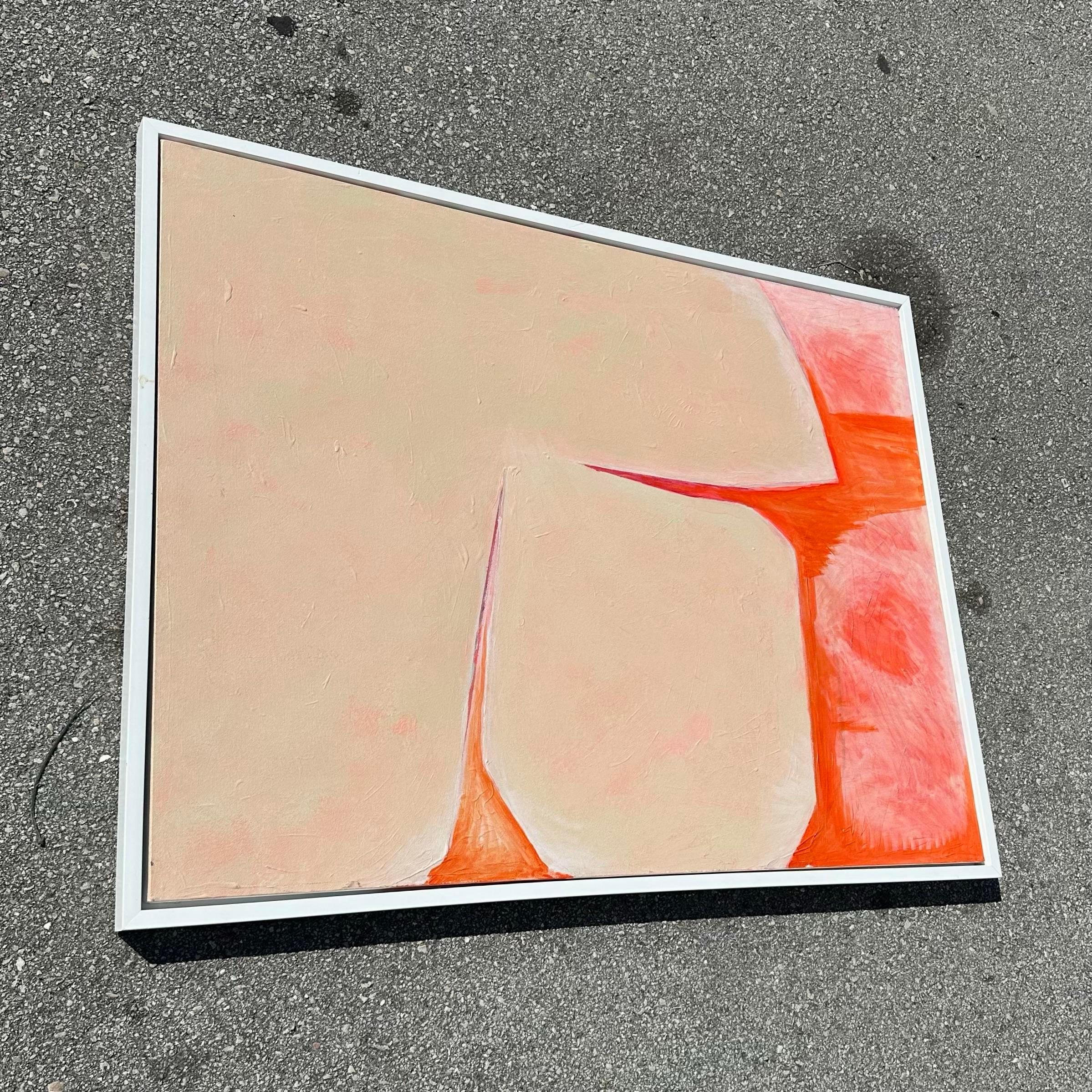 Original Abstract Angular Shapes Oil Painting on Canvas In Good Condition In West Palm Beach, FL