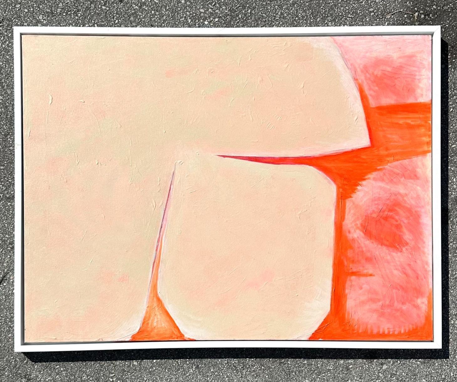20th Century Original Abstract Angular Shapes Oil Painting on Canvas