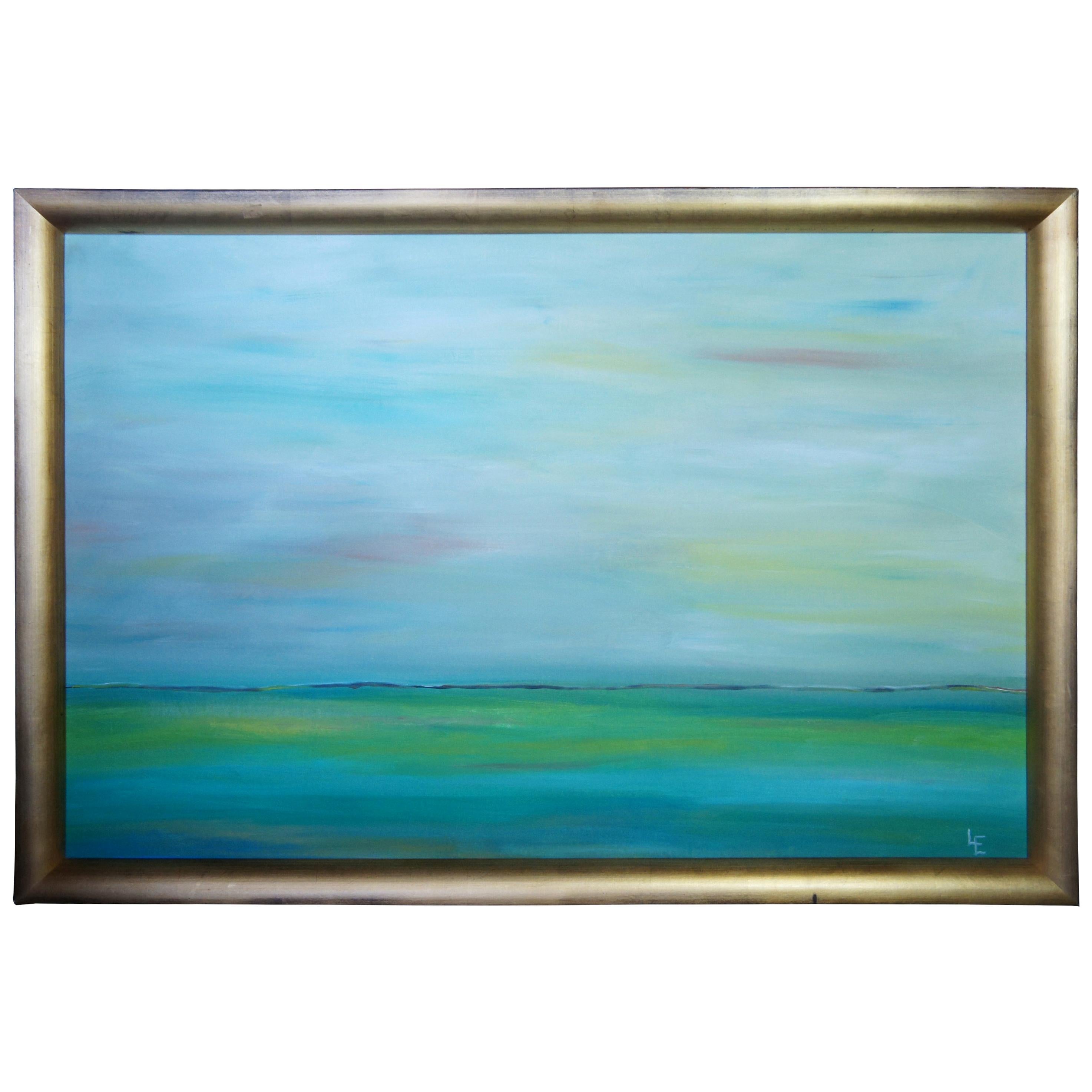Square Contemporary Art Seascape for Home Decor Modern Coastal Original Art for Entryway Black