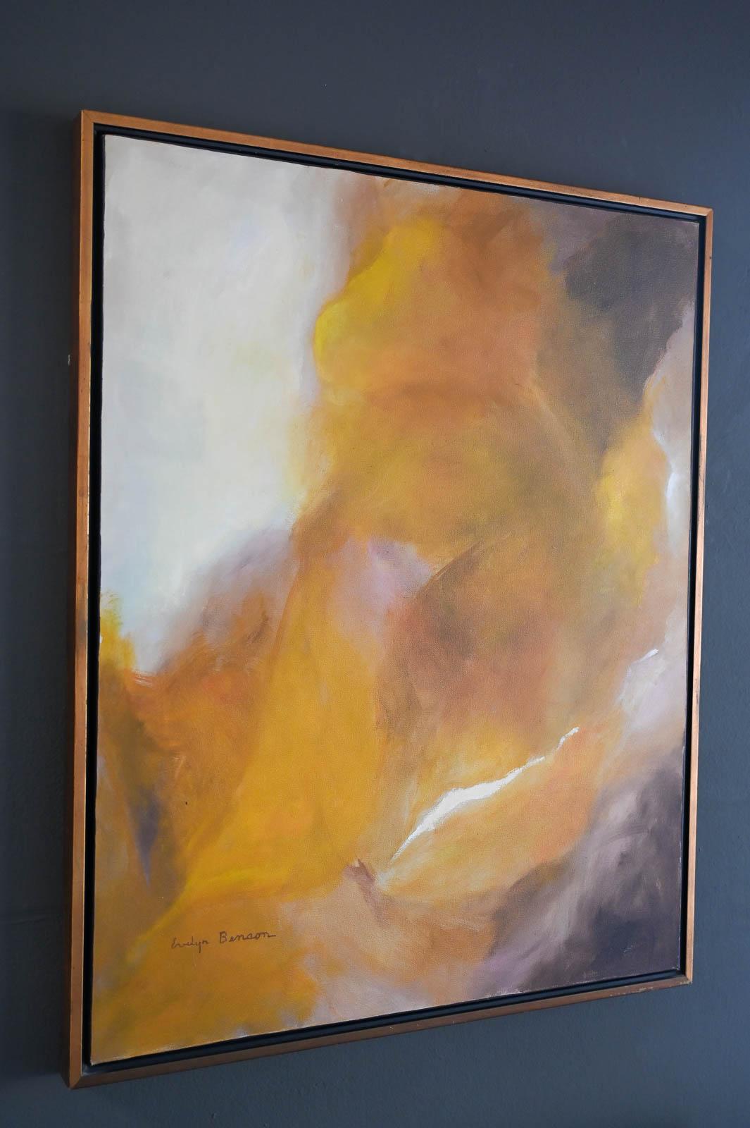 American Original Abstract on Canvas by Evelyn Benson, ca. 1965