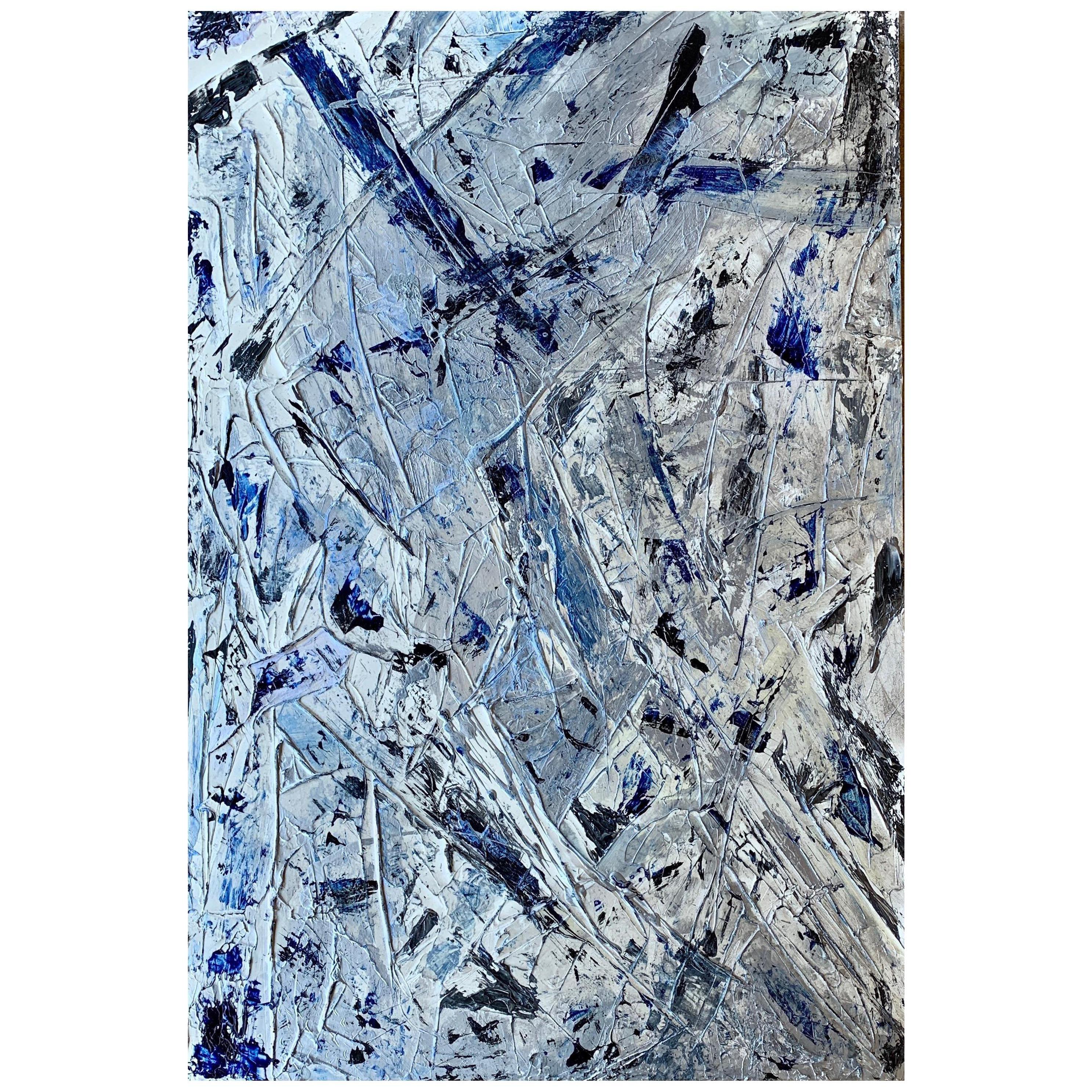 Original Abstract Painting "Bleu Mood" by Multi-Sensorial Artist Chanel Verdult