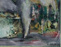 Original Abstract Painting by C. Azuelos in the Manner of Barbara Kreitman