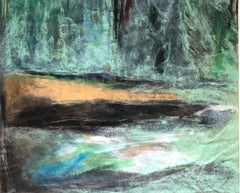 Original Abstract Painting "Cascades or Waterfalls" by C. Azuelos on Rice Paper