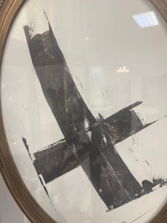 Original Abstract Painting in Antique Oval Gilt Frame