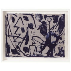 Peinture abstraite originale sur papier de James HD Brown dans un cadre blanc