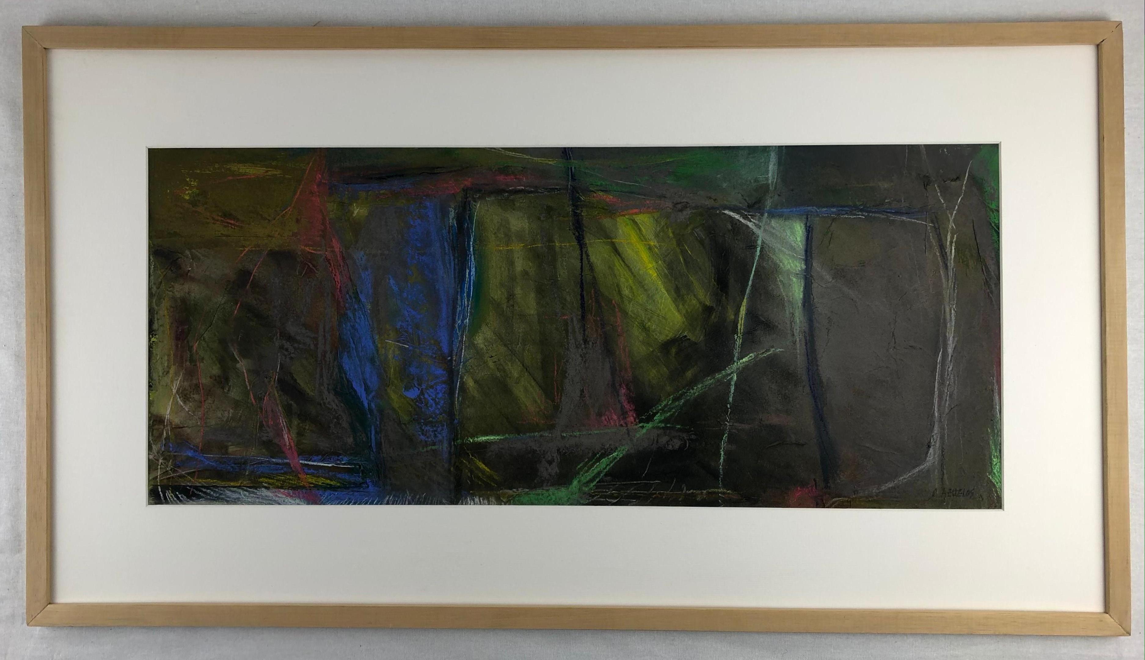 French Original Abstract Painting Signed C. Azuelos in the Manner of Frank Avray Wilson For Sale