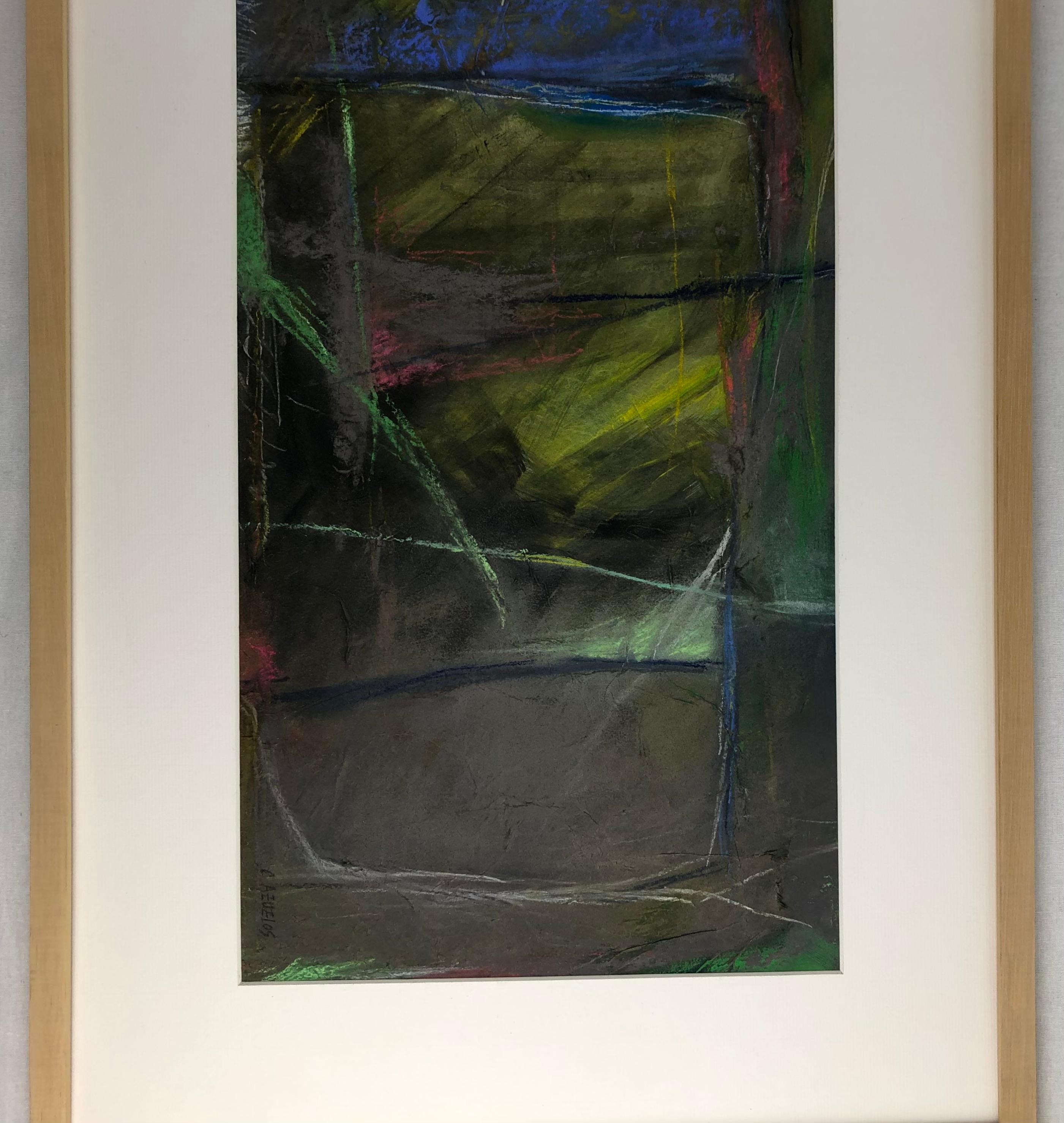 Hand-Painted Original Abstract Painting Signed C. Azuelos in the Manner of Frank Avray Wilson For Sale