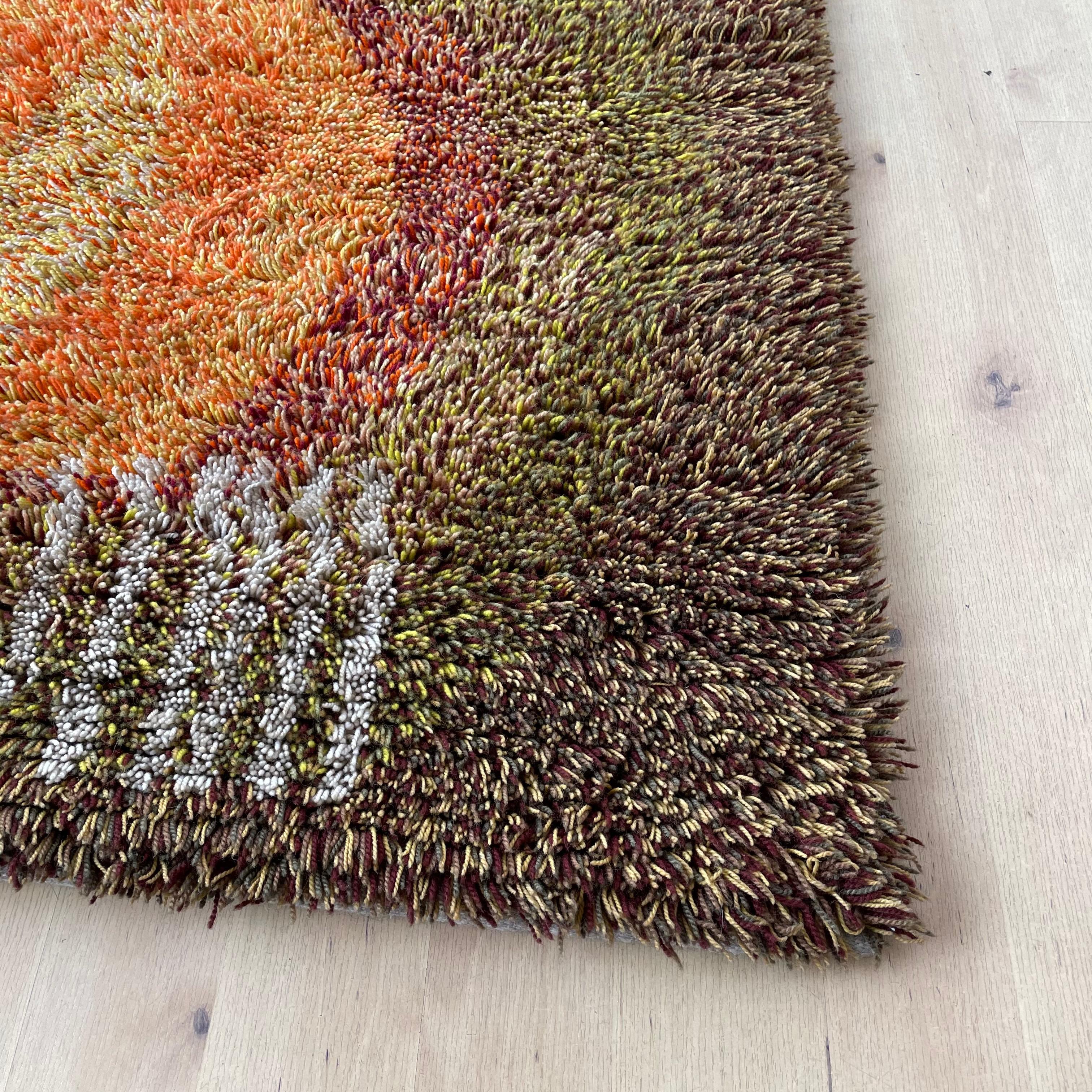 Original Abstract Scandinavian High Pile Abstract Rya Rug Carpet, Finland, 1960s For Sale 2