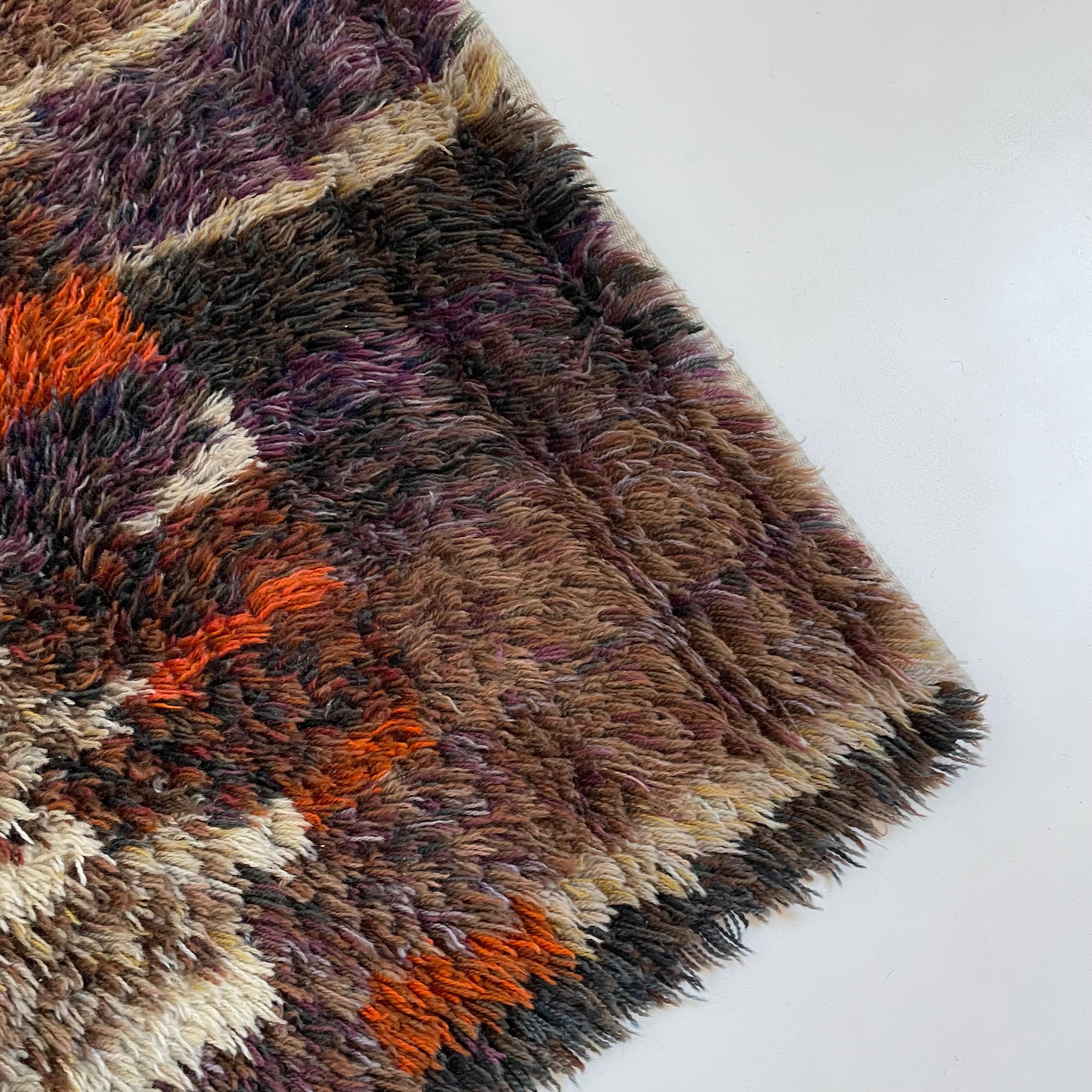 Original Abstract Scandinavian High Pile Abstract Rya Rug Carpet, Finland, 1960s For Sale 2
