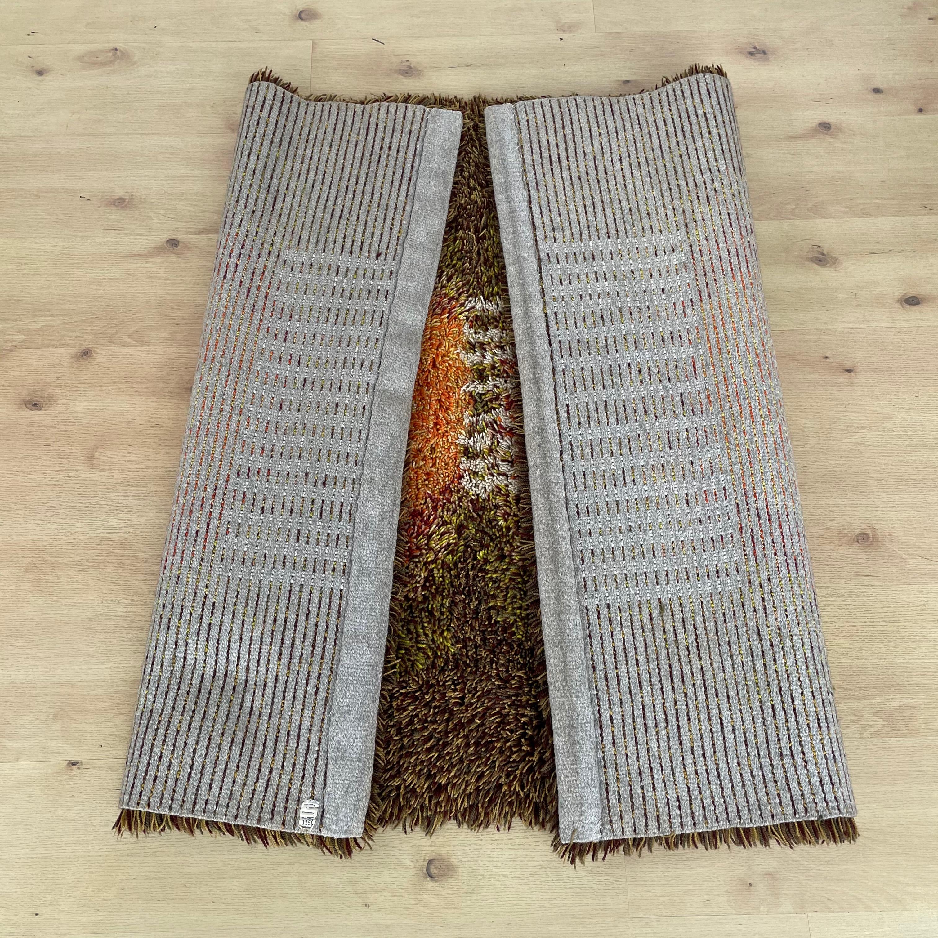Original Abstract Scandinavian High Pile Abstract Rya Rug Carpet, Finland, 1960s For Sale 9
