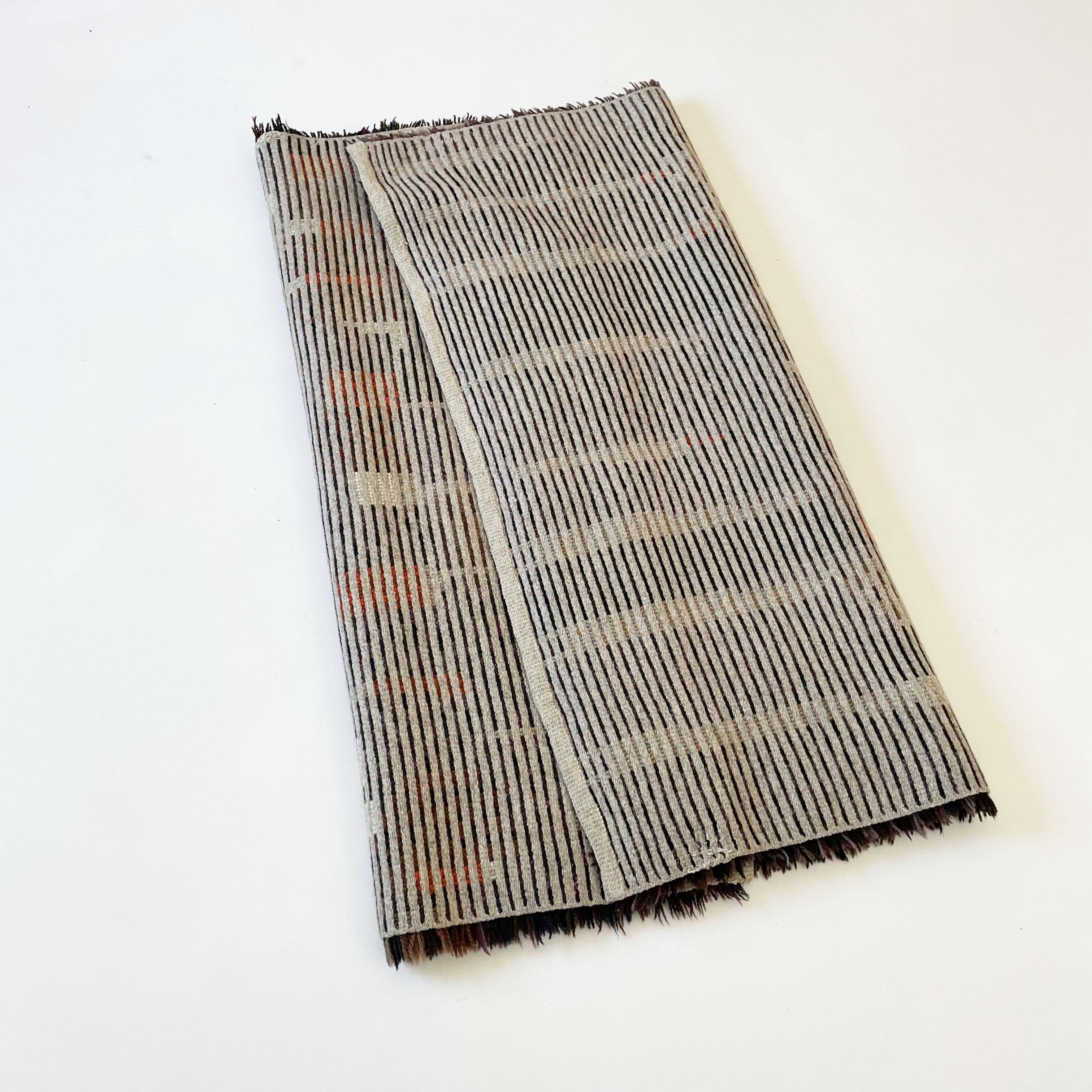 Original Abstract Scandinavian High Pile Abstract Rya Rug Carpet, Finland, 1960s For Sale 8