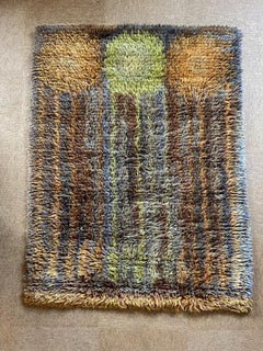 Original Abstract Scandinavian High Pile Abstract Rya Rug Carpet, Finland, 1960s