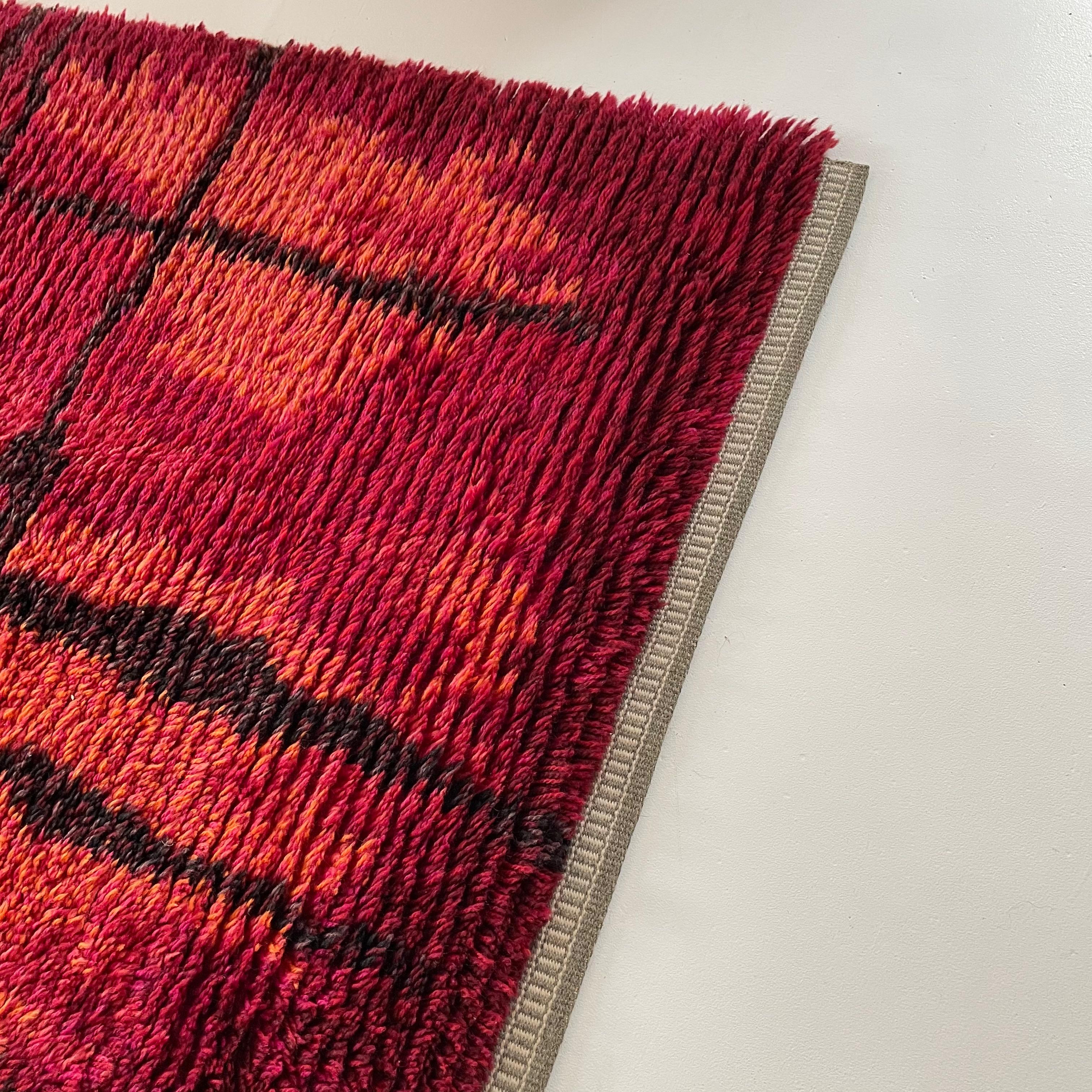 Original Abstract Scandinavian High Pile Örgryte Rya Rug Carpet, Sweden, 1960s For Sale 8