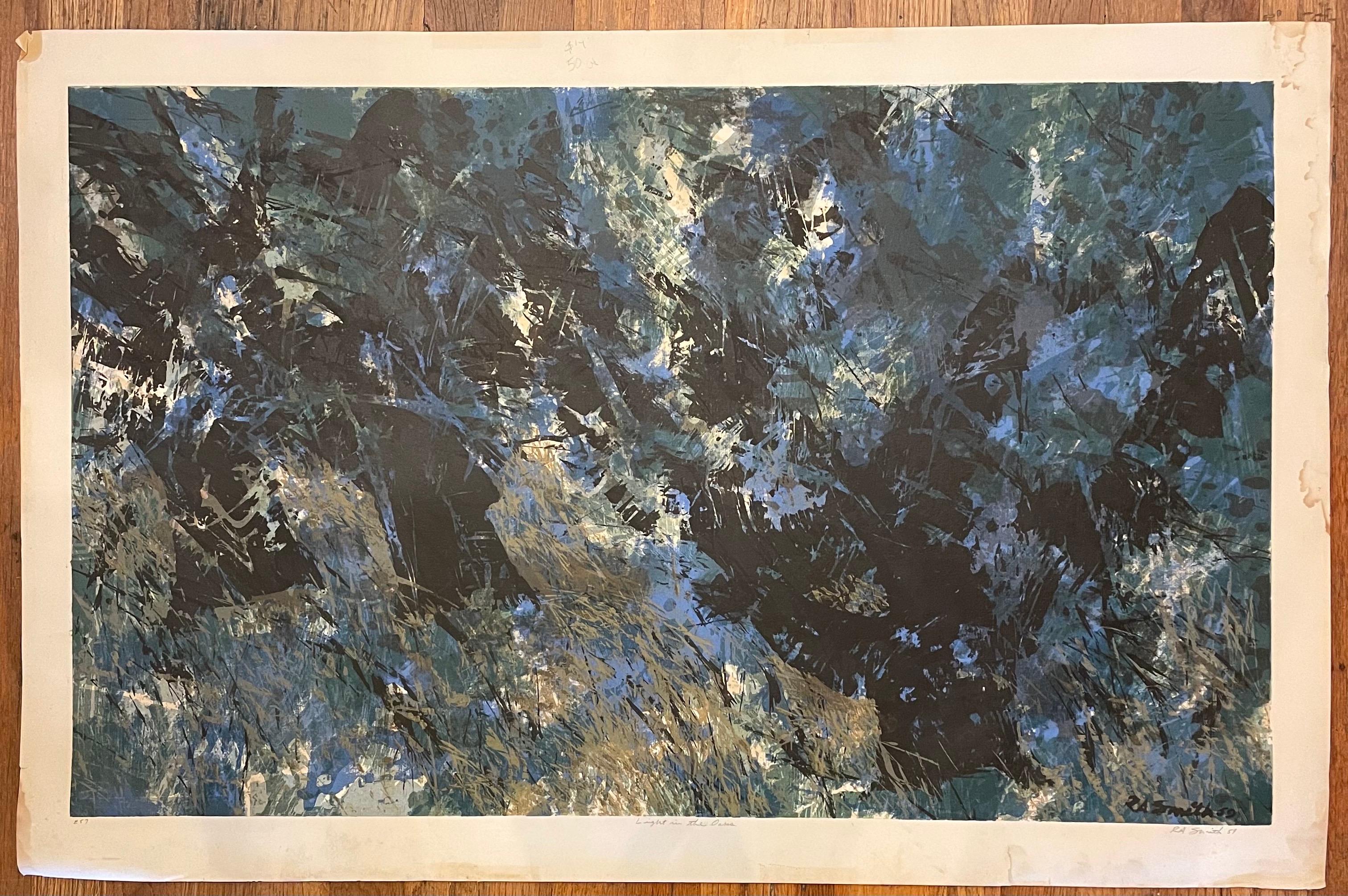 Mid-Century Modern Original Abstract Serigraph Signed Dated 1959 Title by Robert Alan Smith For Sale