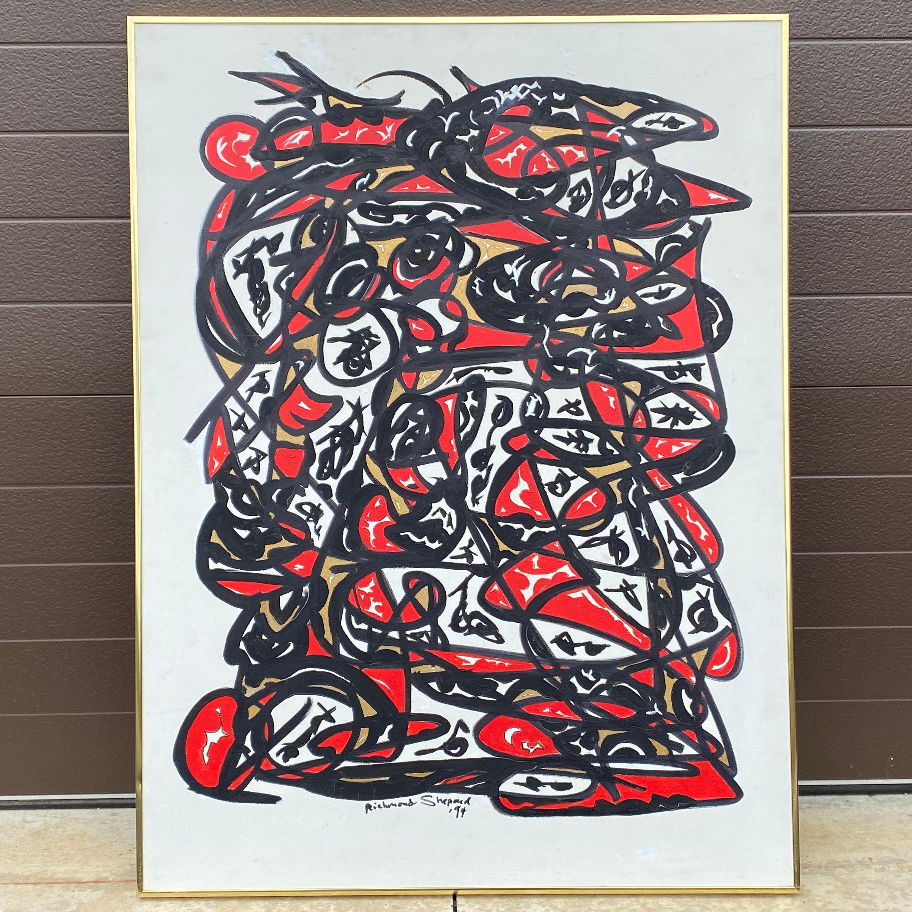 A rare original painting by Richmond Shepard (1929-2019) the famous mime with a fifty year career in entertainment. Richmond was also an avid painter and used his paintings to decorate his apartment and as props in a play he wrote called 