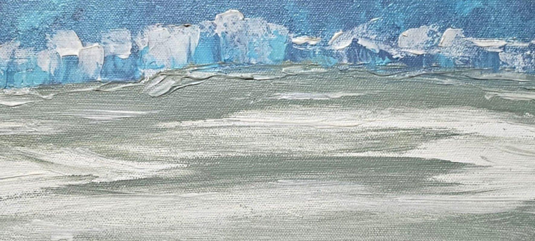 American ART Original Acrylic Impressionist Landscape Painting Signed on Back Blue, Green For Sale