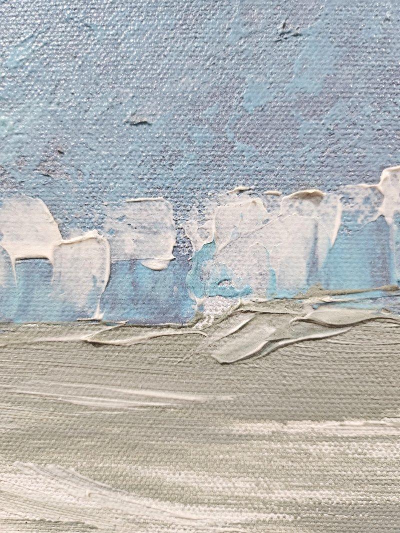 ART Original Acrylic Impressionist Landscape Painting Signed on Back Blue, Green In Good Condition For Sale In Warrenton, OR