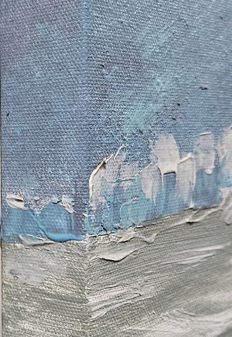 Contemporary ART Original Acrylic Impressionist Landscape Painting Signed on Back Blue, Green For Sale
