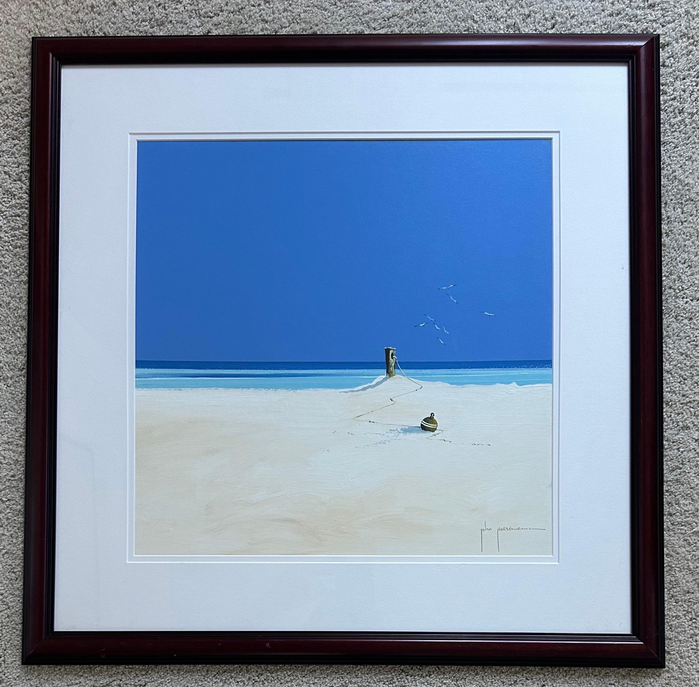 Mid-Century Modern Peinture originale de paysage marin à l'acrylique sur carton par John Horsewell en vente