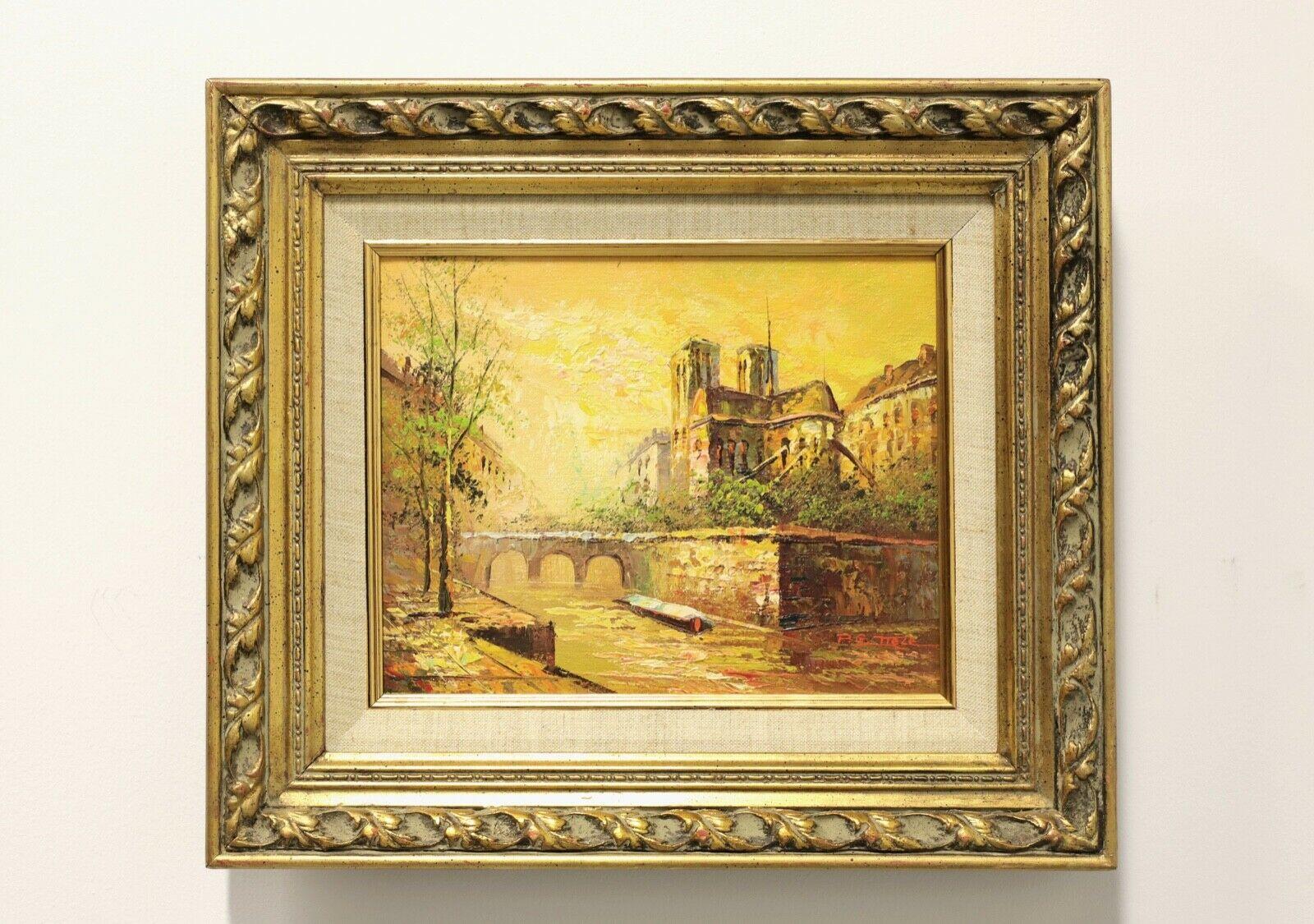 Unknown Original Acrylic on Canvas Painting - Notre-Dame On Seine - Signed P.G. Tiele For Sale