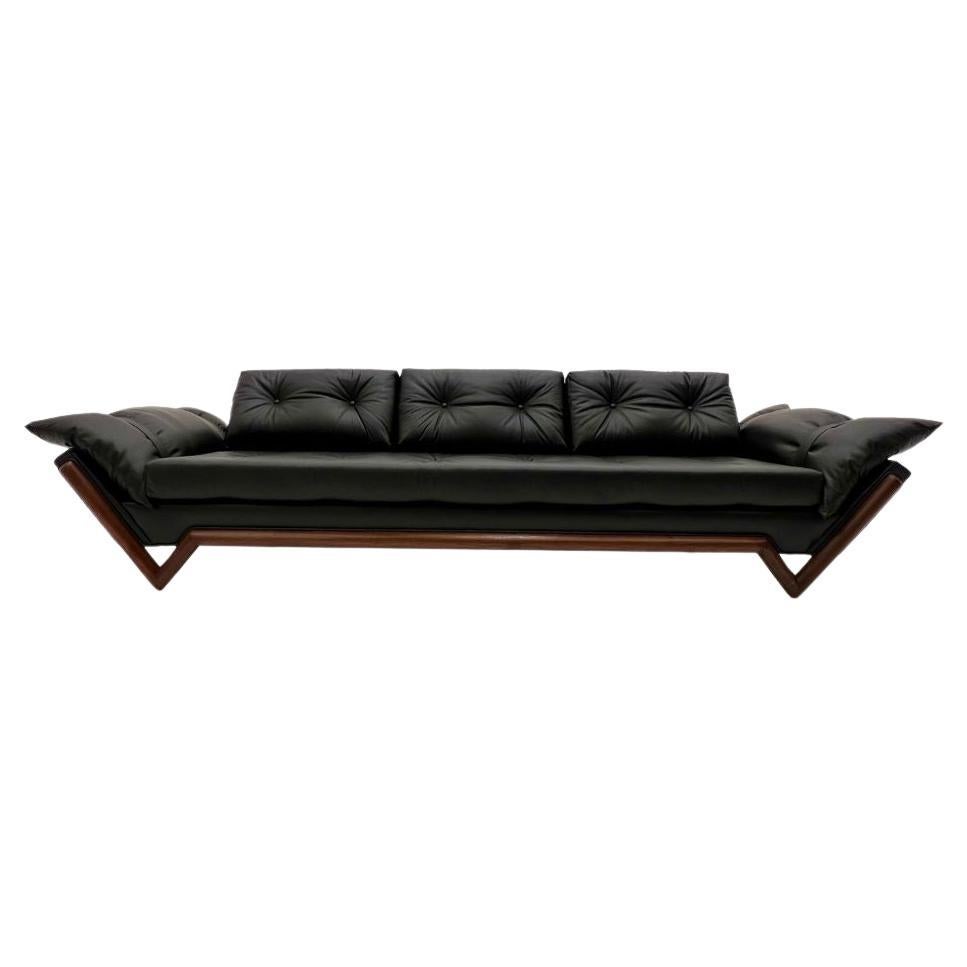 Original Adrian Pearsall Mid-Century Gondola Sofa Upholstered in Italian Leather For Sale