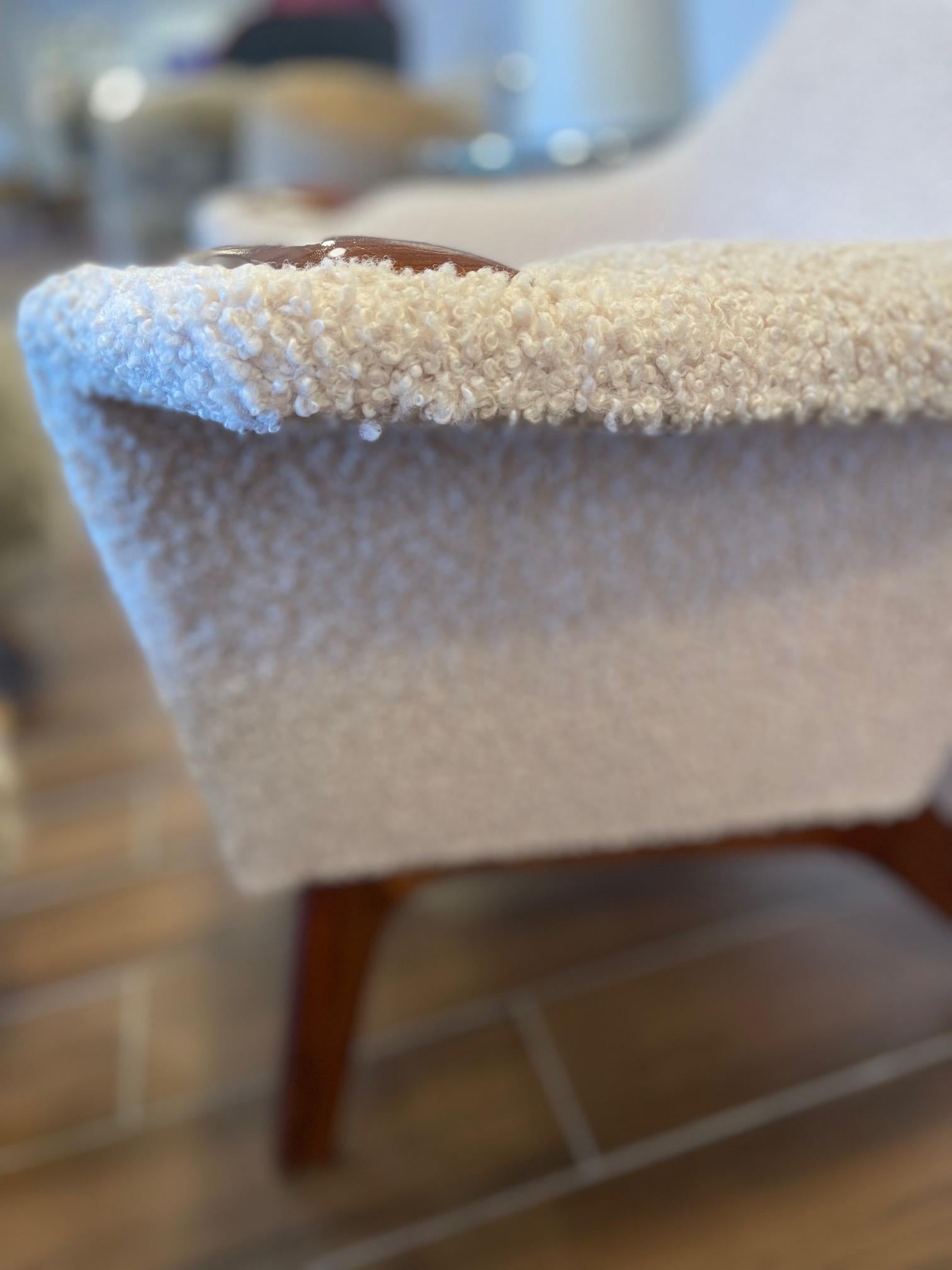 Original Adrian Pearsall Mid Century Wingback Armchair In cream boucle For Sale 2