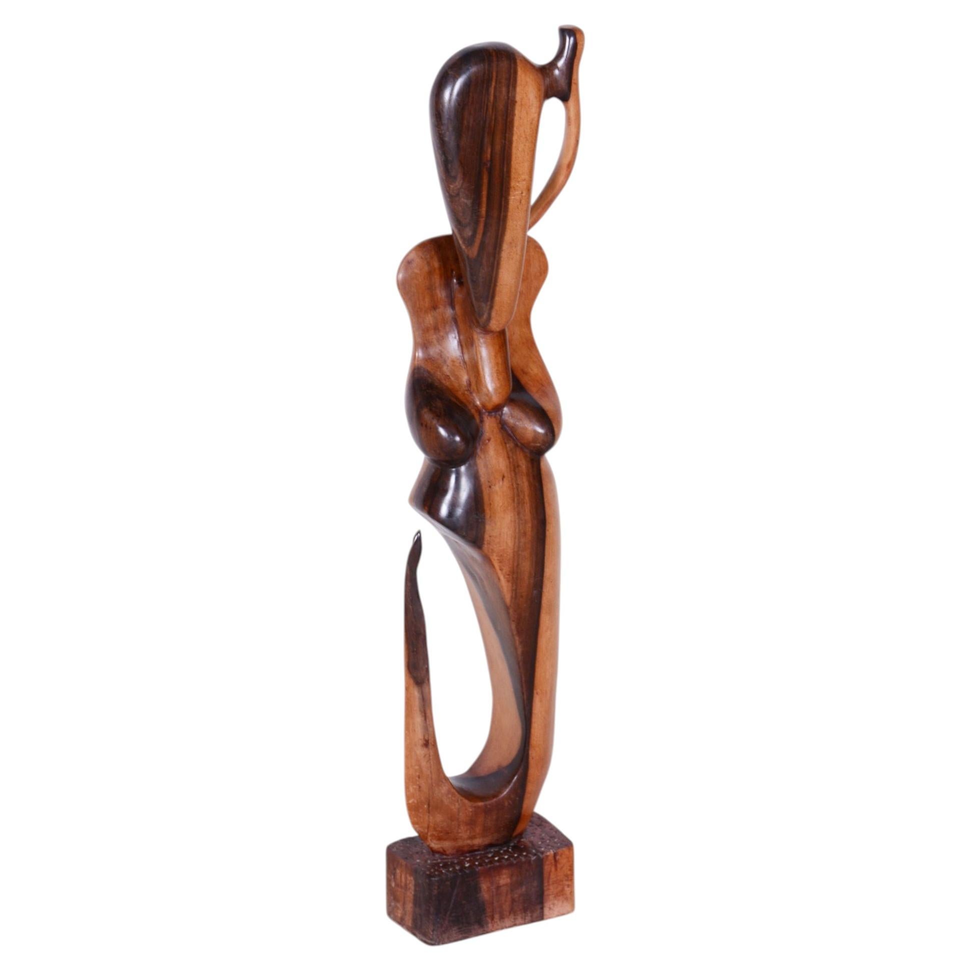 Original African Sculpture, Lacquered Wood, Well-Preserved Condition, 1920s