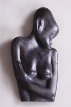 Original African Wall Decor, Lacquered Ebony, Well-Preserved Condition, 1920s