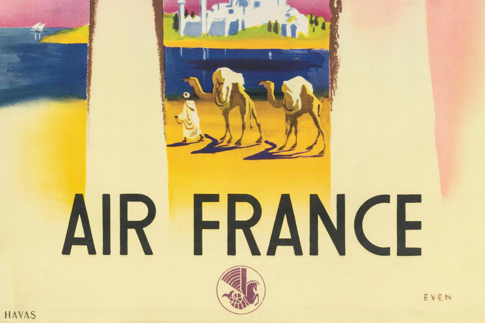 French Jean Even, Original Vintage Airline Poster, Air France, Istanbul, Turkey, 1950