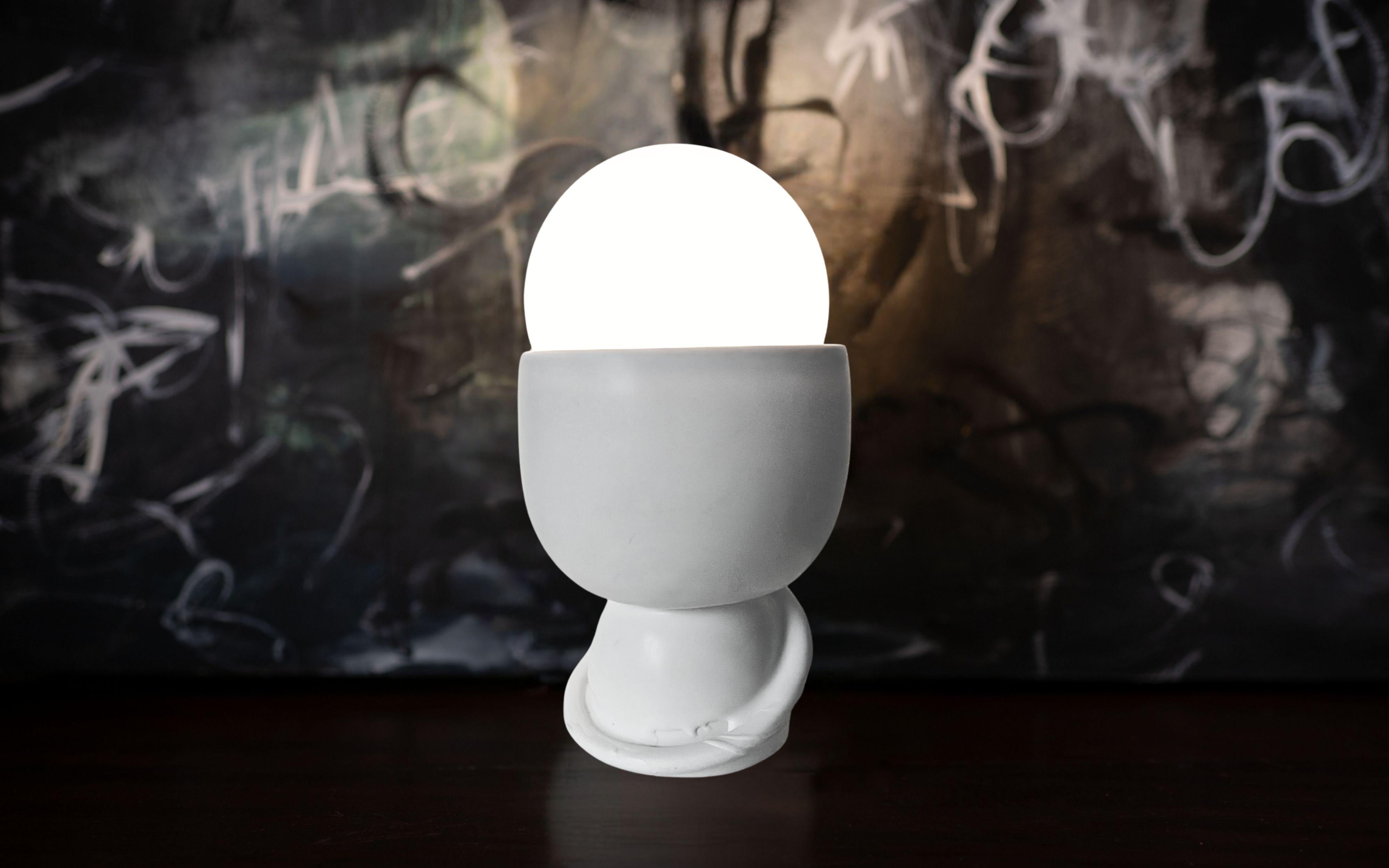 Contemporary Original Alabaster Ceramic Table Lamp by Erin Hupp For Sale