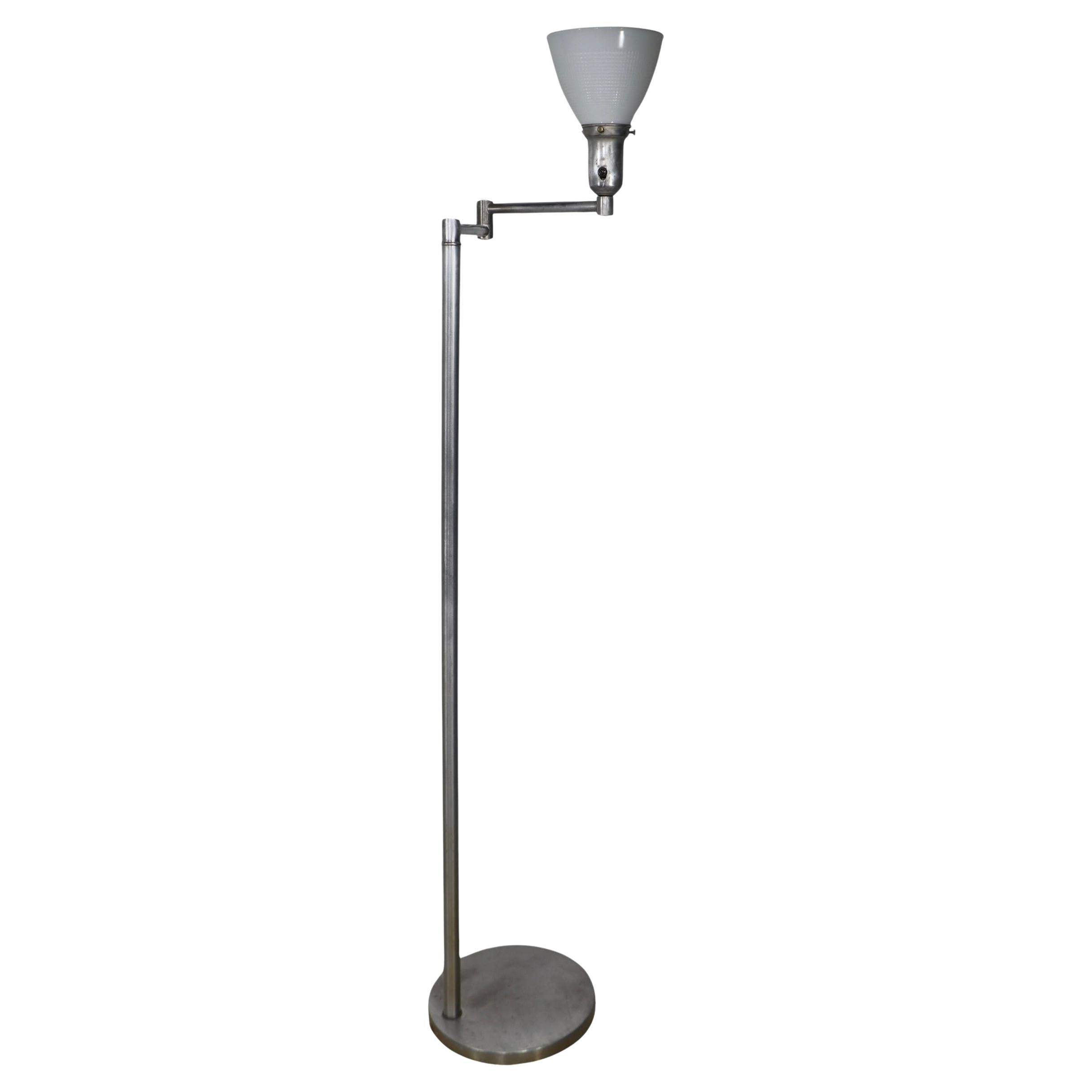 Original Aluminum  Van Nessen Swing Arm Floor Lamp