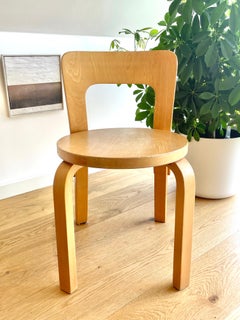 Original Alvar Aalto N65 childrens chair from the mid 20th century in birch wood