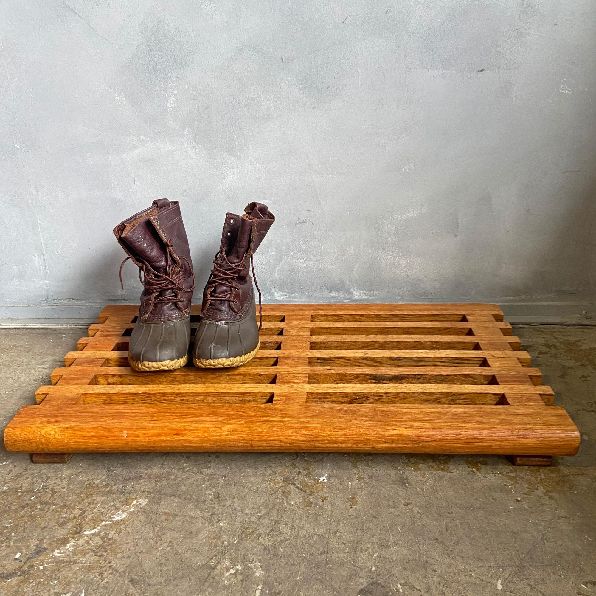 For your consideration is this rare and custom shoe rack designed by Alvar Aalto circa 1960 featuring solid birch wood slats. Custom designed by Alvar Aalto and completed in the early 60's having wonderful years of patina. We have been lucky to