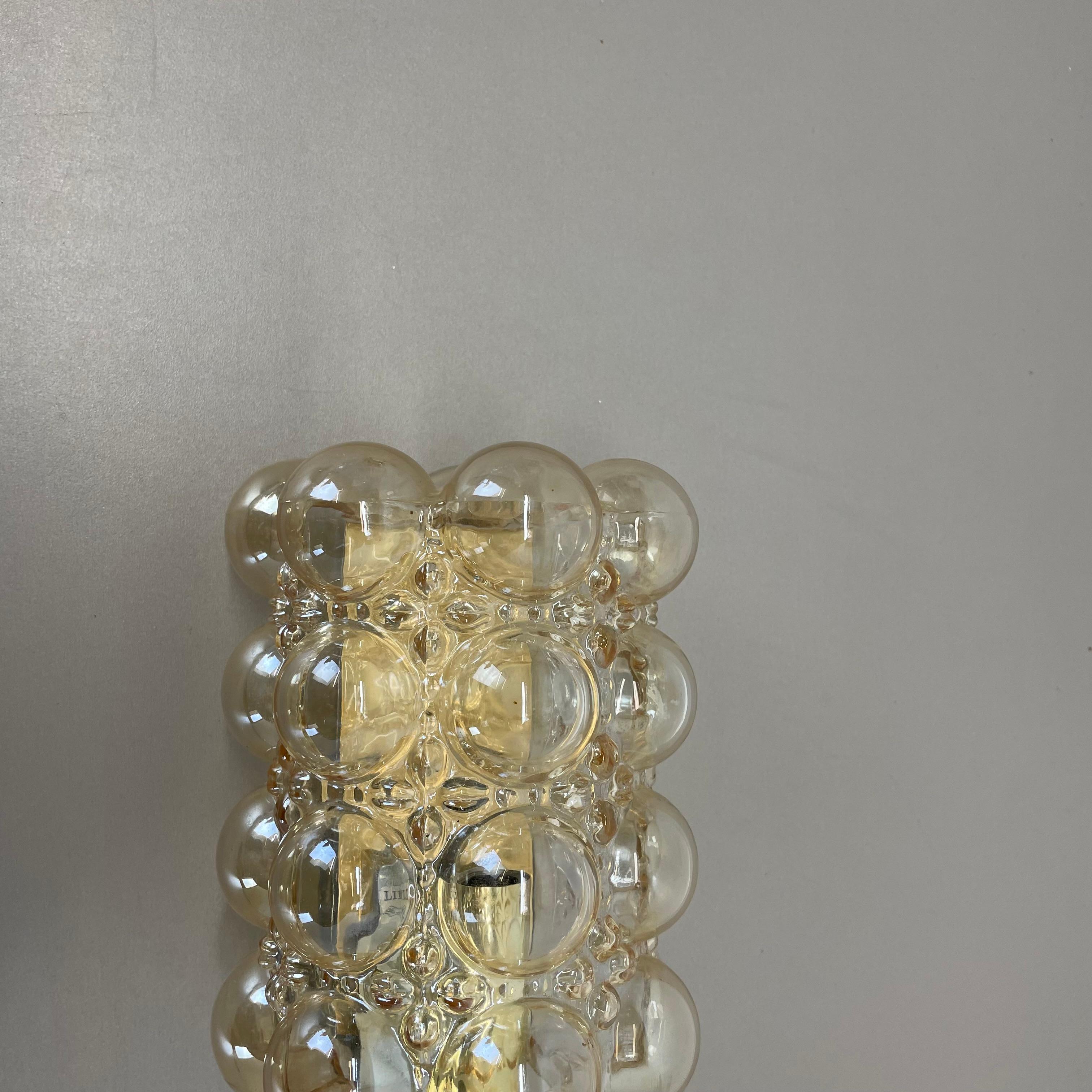Mid-Century Modern Original Amber Glass Wall Light Sconces Helena Tynell Glashütte Limburg, 1960s For Sale