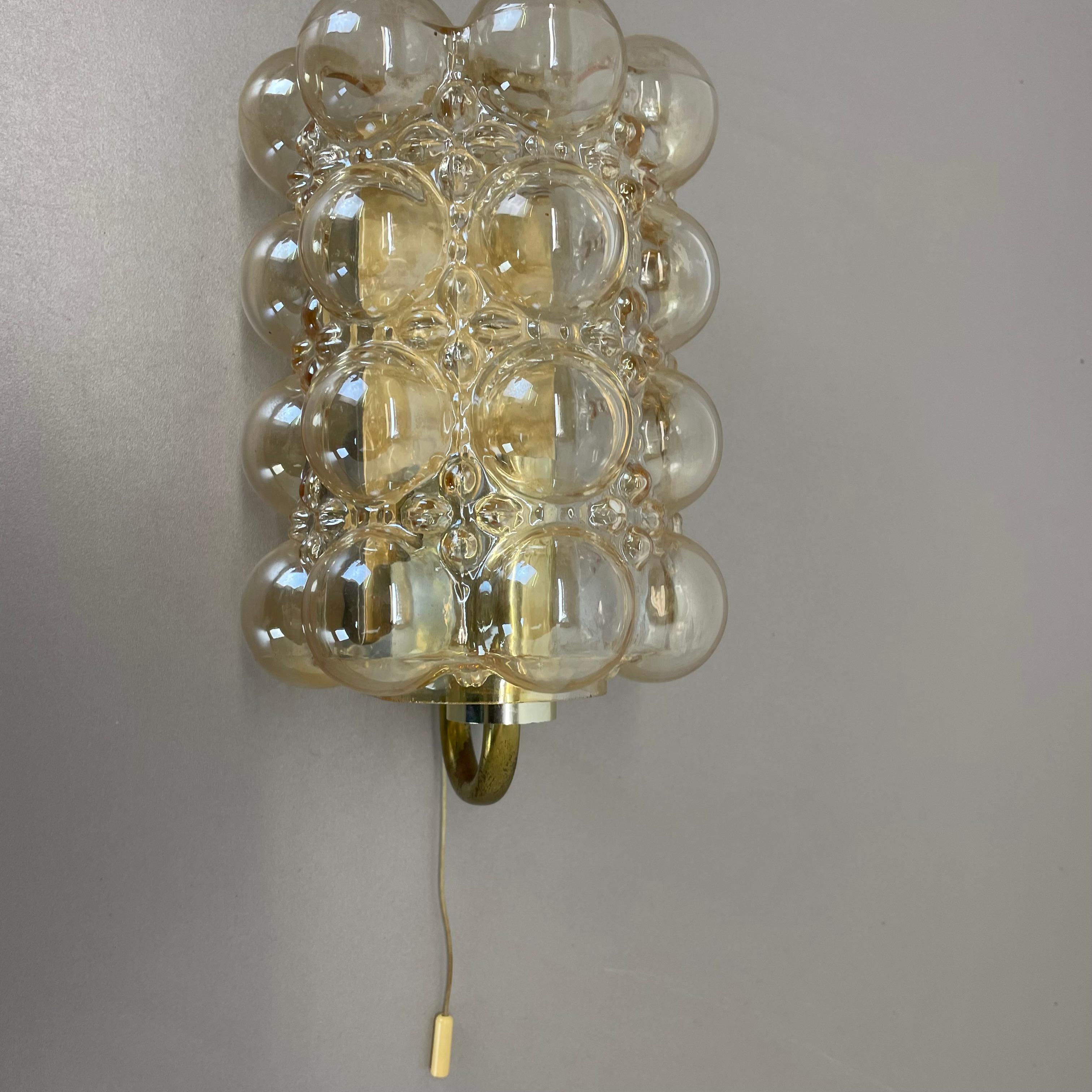 German Original Amber Glass Wall Light Sconces Helena Tynell Glashütte Limburg, 1960s For Sale