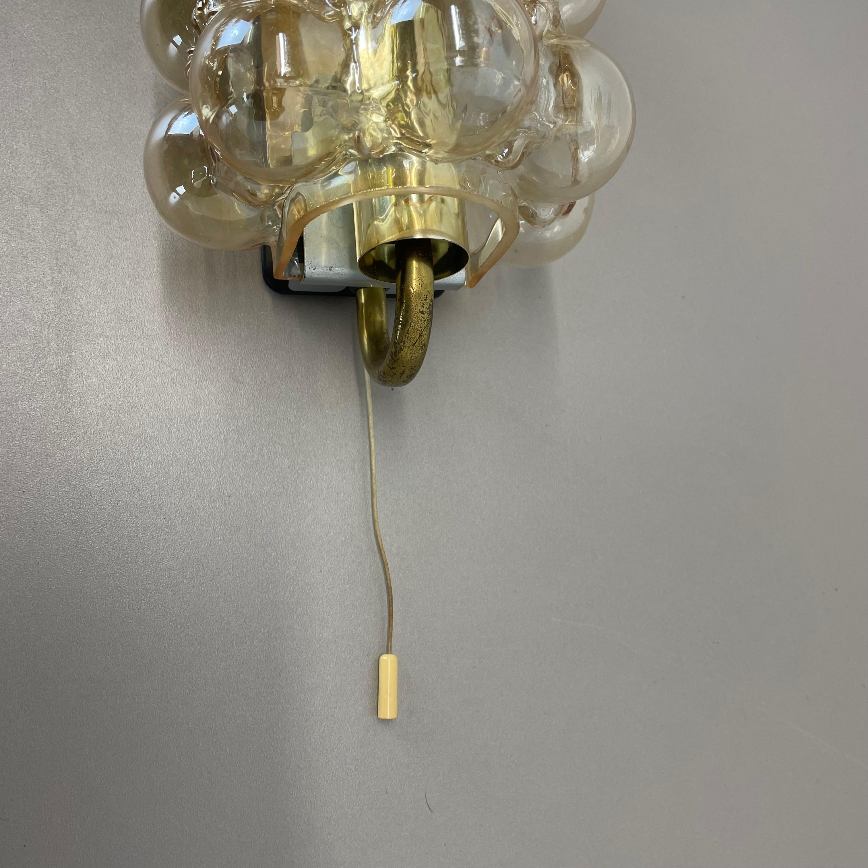 Original Amber Glass Wall Light Sconces Helena Tynell Glashütte Limburg, 1960s In Good Condition For Sale In Kirchlengern, DE