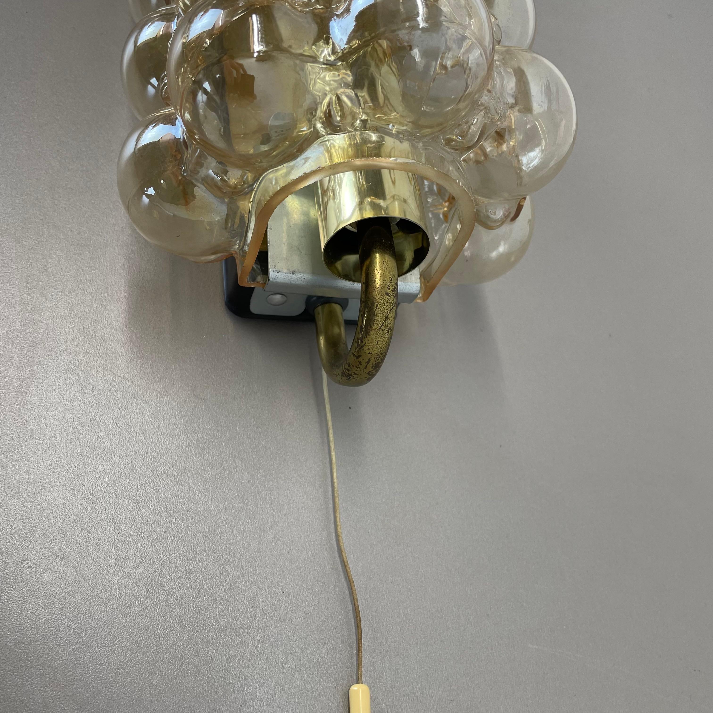 Metal Original Amber Glass Wall Light Sconces Helena Tynell Glashütte Limburg, 1960s For Sale