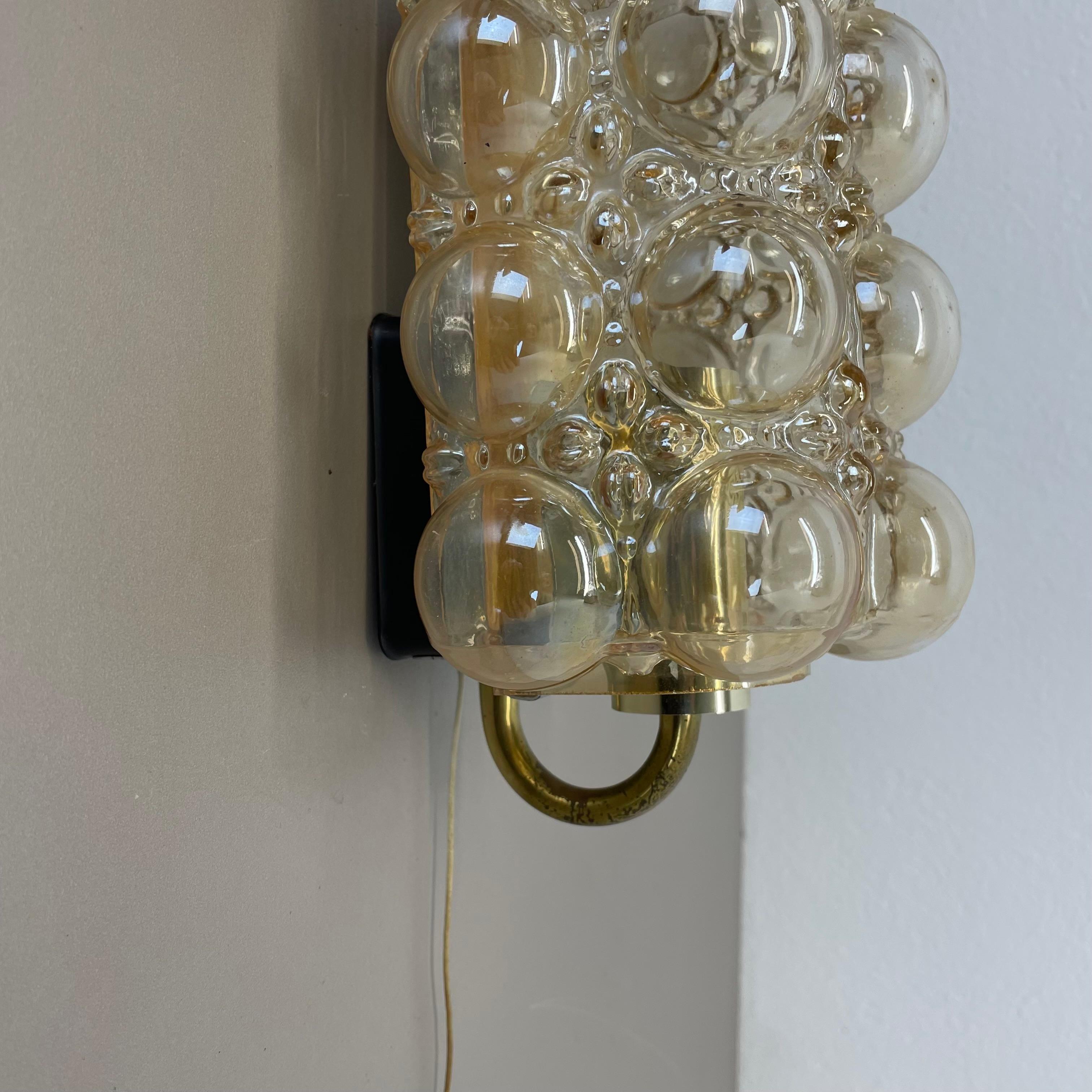 Original Amber Glass Wall Light Sconces Helena Tynell Glashütte Limburg, 1960s For Sale 2