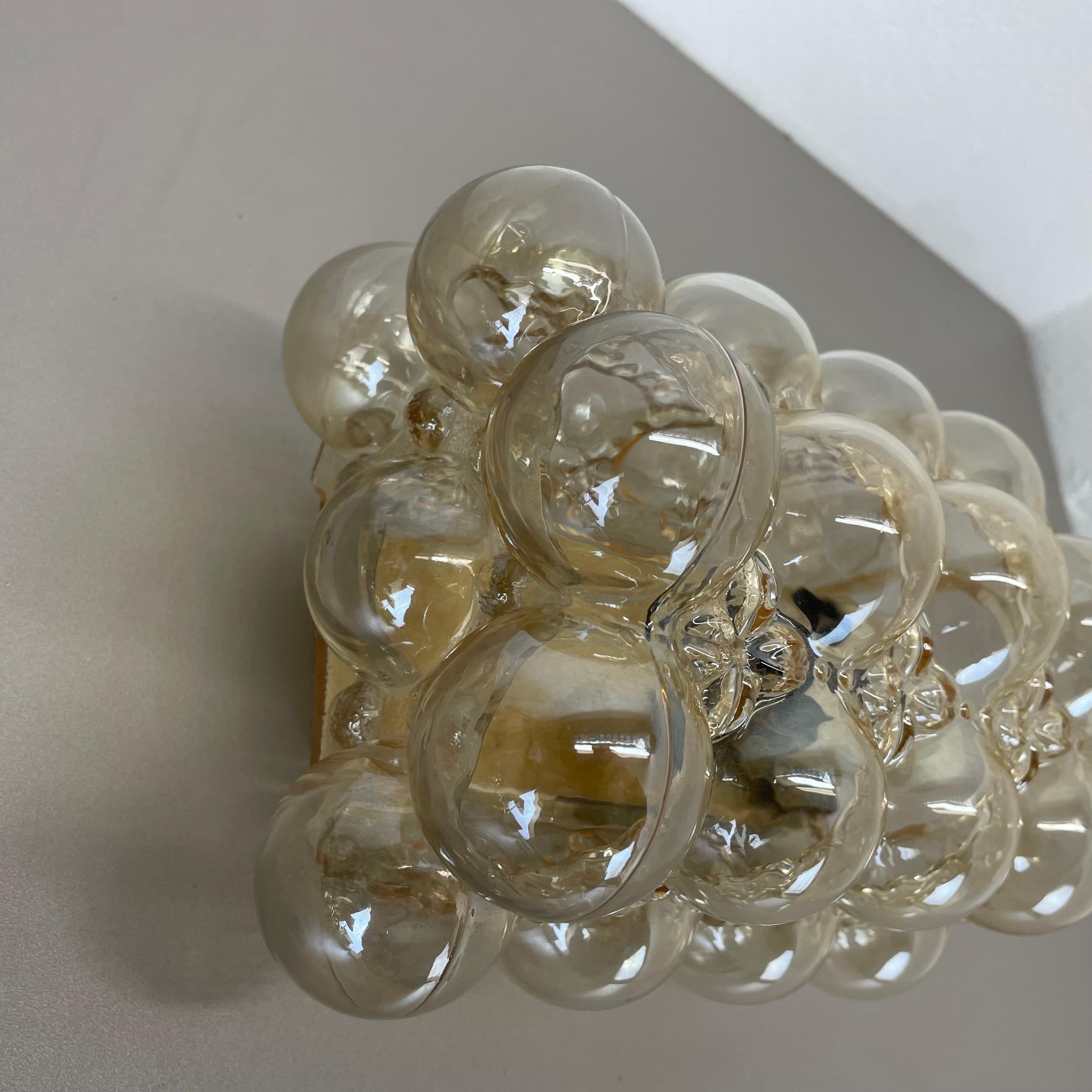 Original Amber Glass Wall Light Sconces Helena Tynell Glashütte Limburg, 1970s In Good Condition For Sale In Kirchlengern, DE