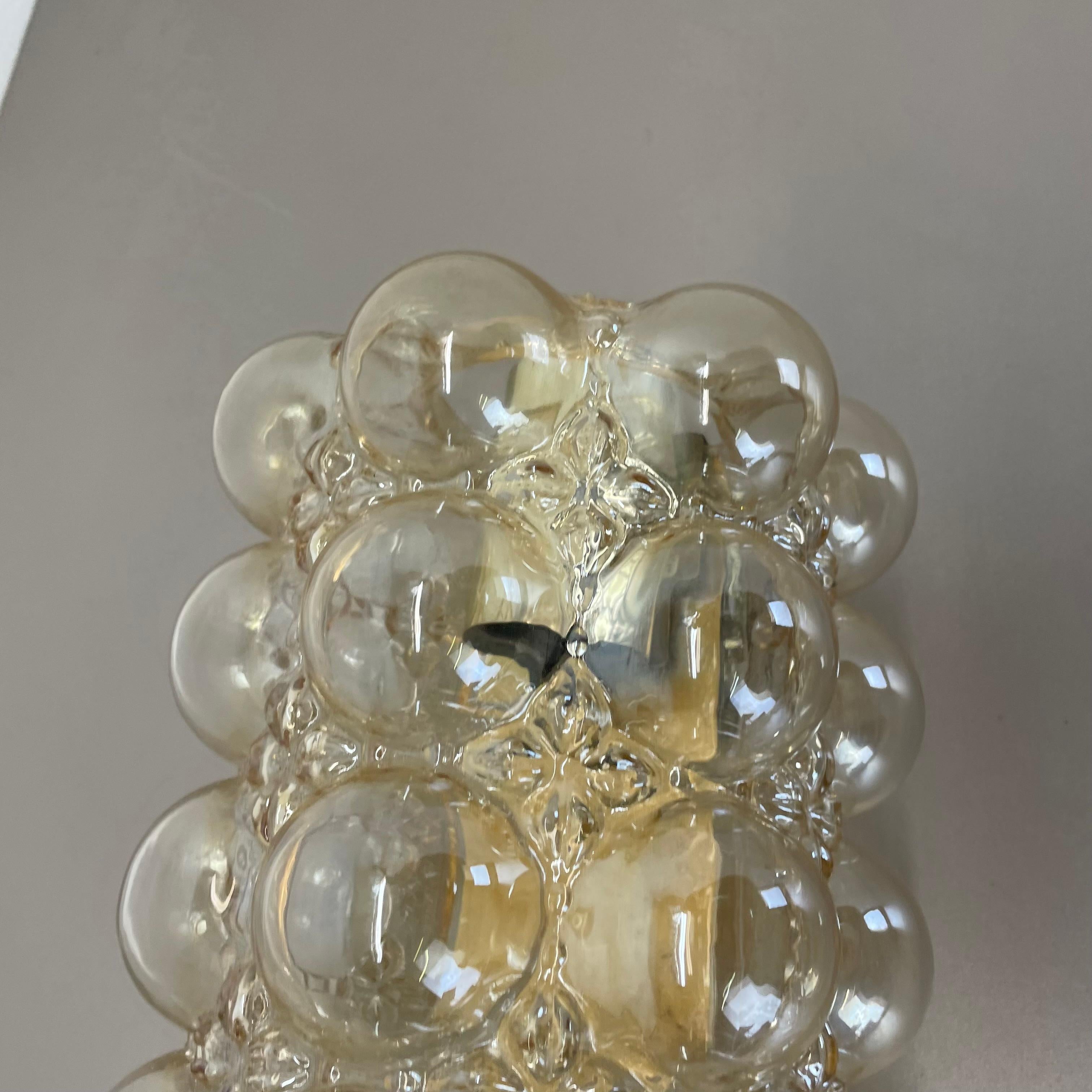 Metal Original Amber Glass Wall Light Sconces Helena Tynell Glashütte Limburg, 1970s For Sale