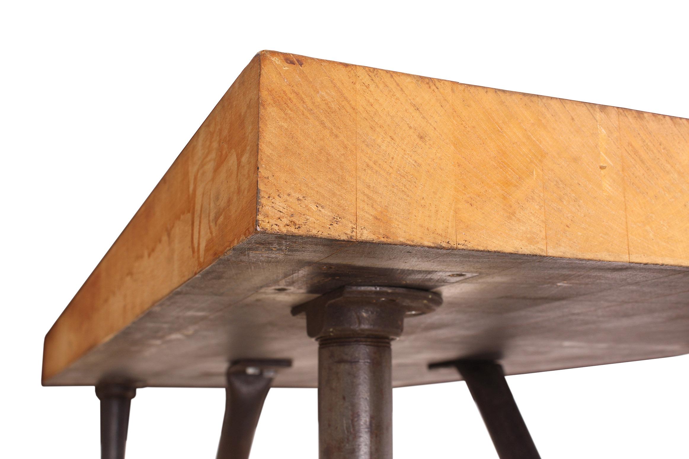 Original American Industrial Butcher Block Pipe Table / Bar Cart 2