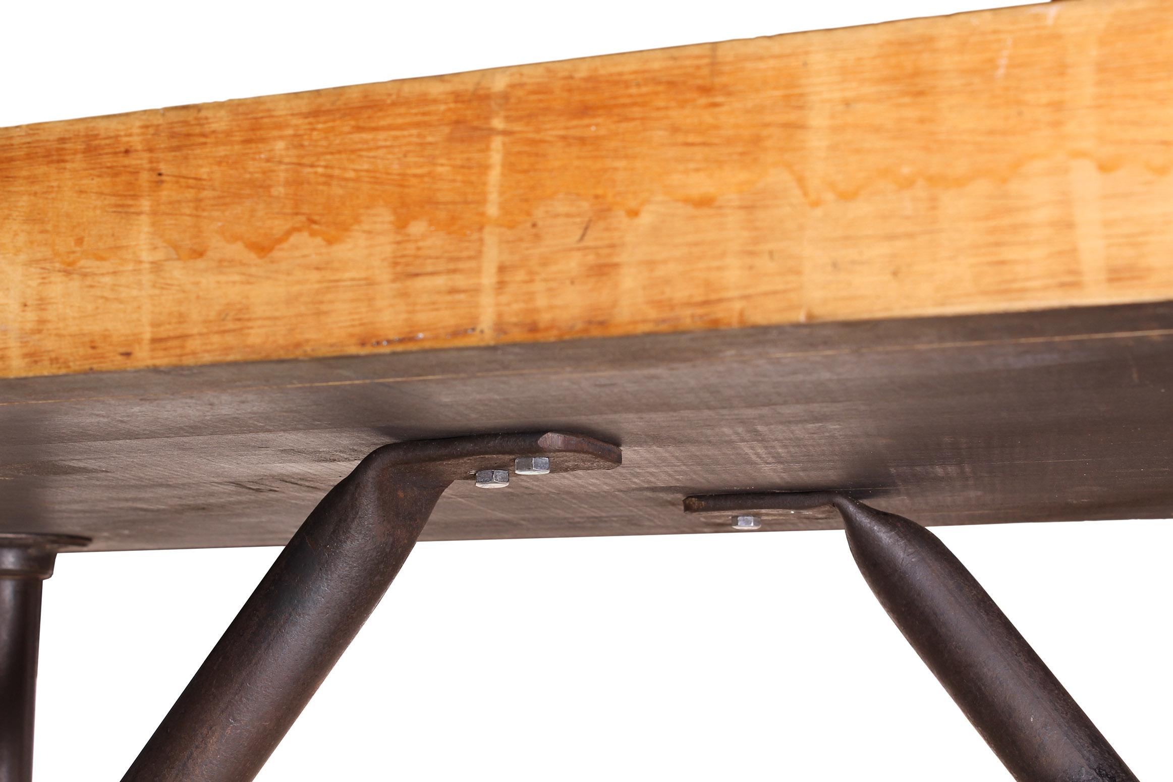 Original American Industrial Butcher Block Pipe Table / Bar Cart 5