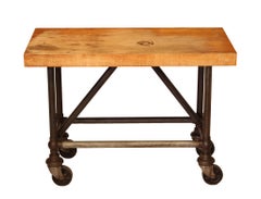 Original American Industrial Butcher Block Pipe Table / Bar Cart