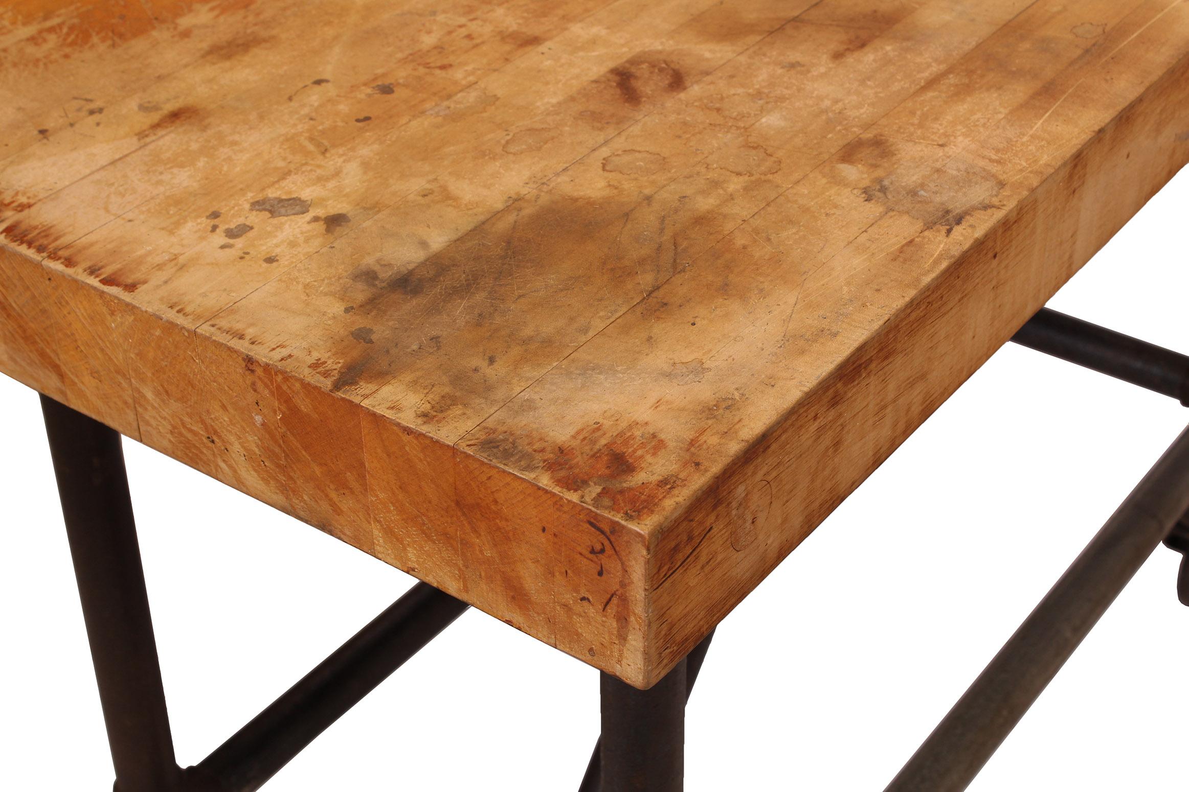 Wood Original American Industrial Butcher Block Pipe Table / Bar Cart