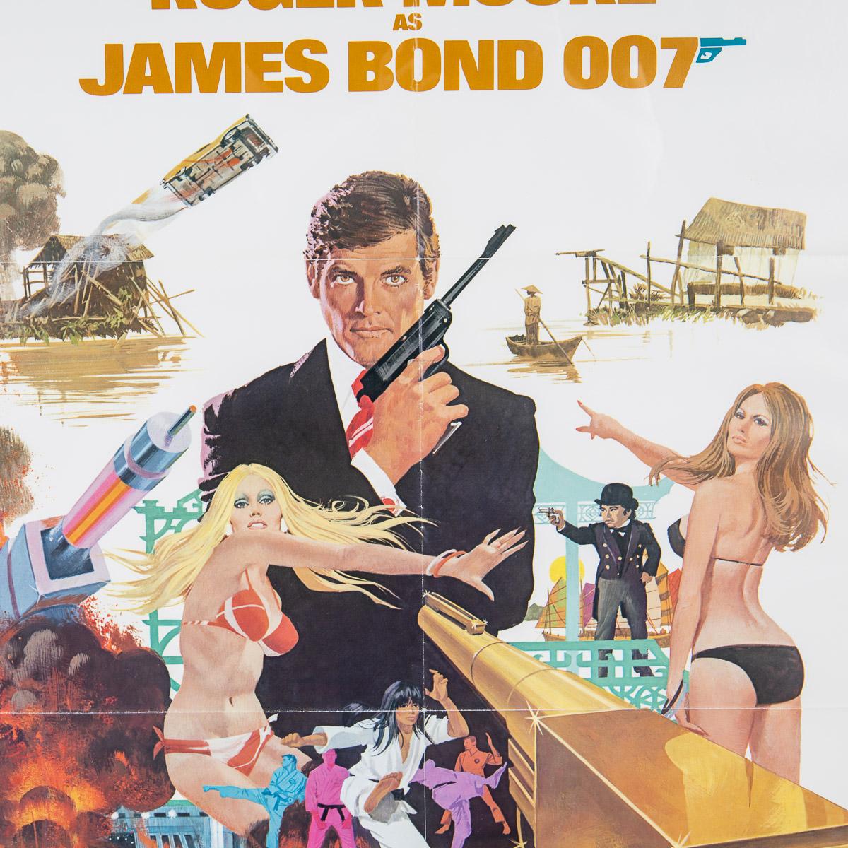A very rare and original American (U.S) release poster from the 1974 'Man With The Golden Gun'. This was the ninth film in the series produced by Eon Productions. It was the second time that Roger Moore played James Bond, and the fourth and final