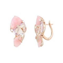 Original Amethyst-Opal-Diamant-Ohrringe mit Klappbrisur für ihr Weißgold